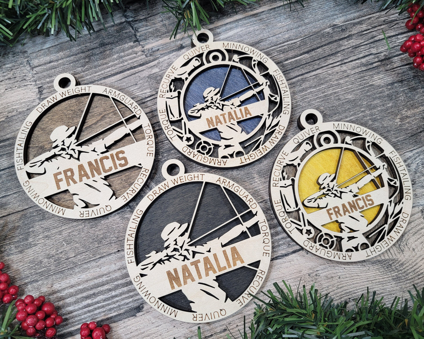 Archey Christmas ornaments.