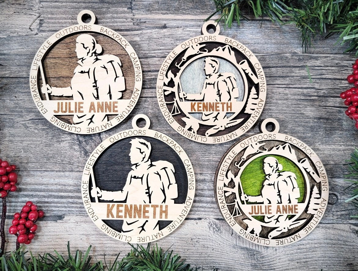 Hiking Christmas ornaments.