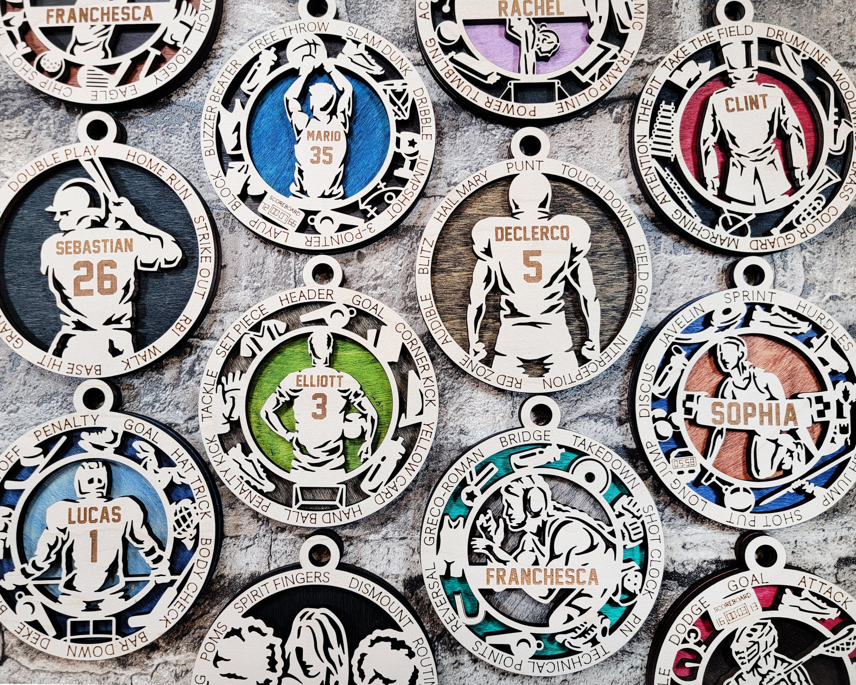 Sports Christmas ornaments.
