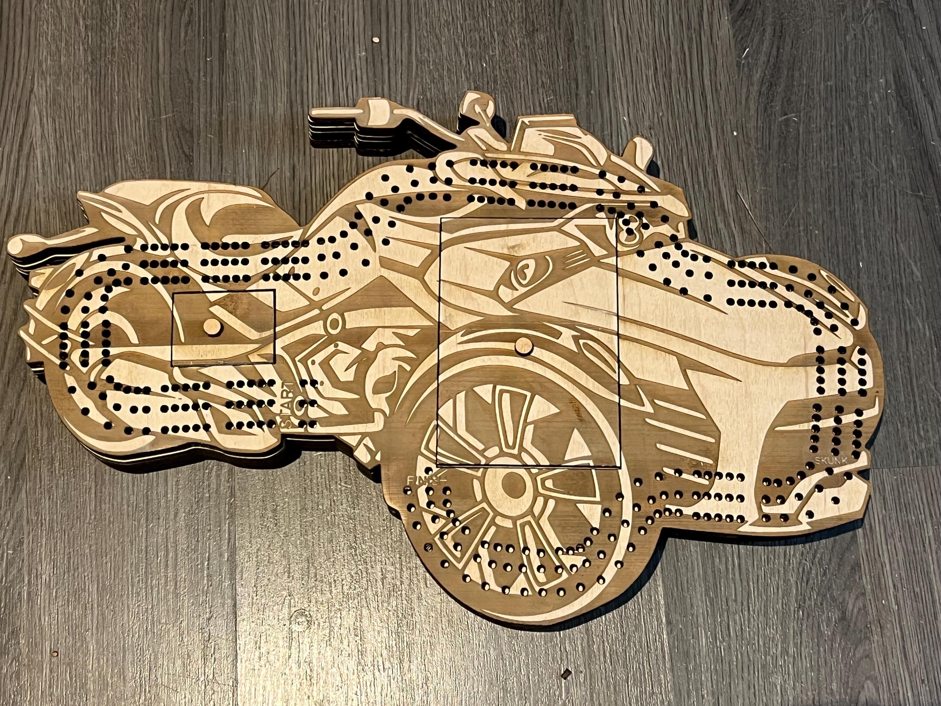 Spyder/ 3 wheel motorcycle cribbage board