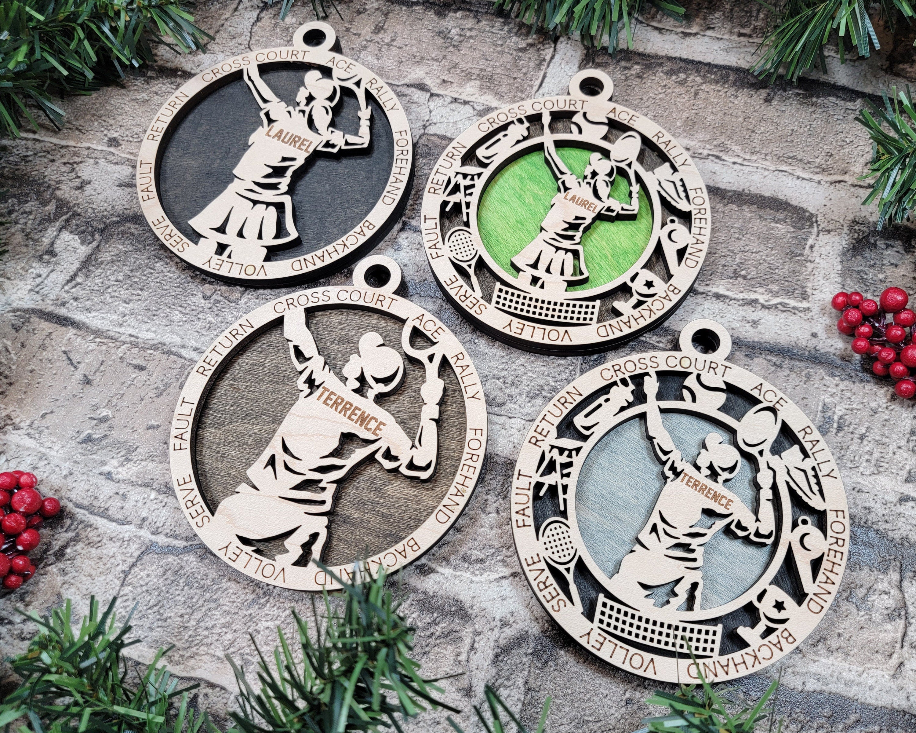 Tennis Christmas ornaments.