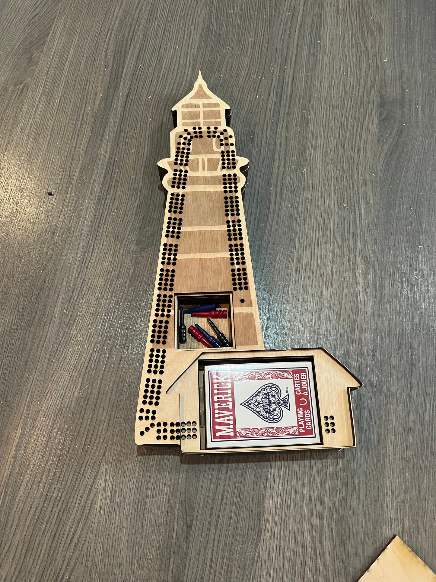 Lighthouse Shaped Cribbage Board: Custom Engraved Game
