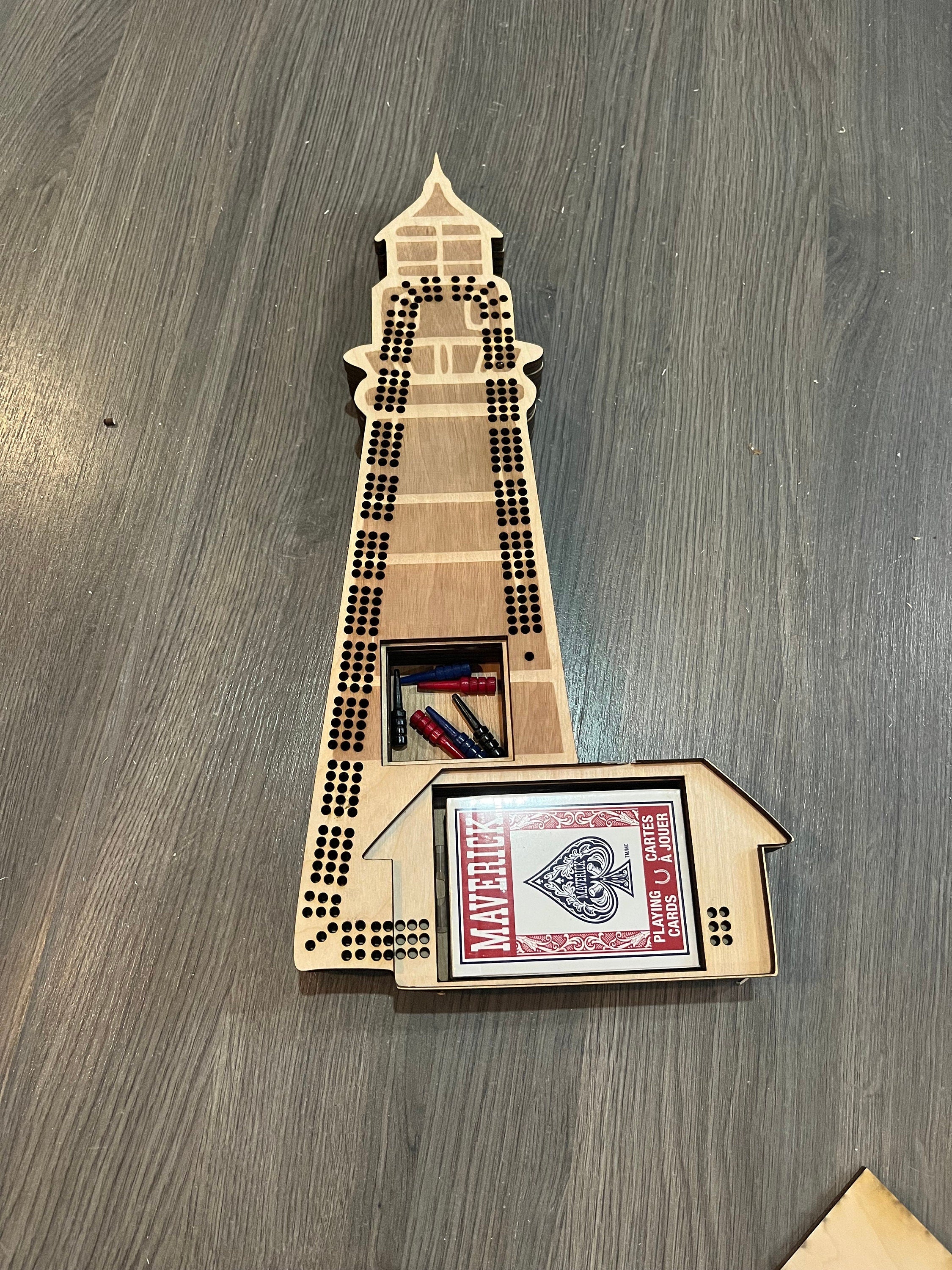 Lighthouse Shaped Cribbage Board: Custom Engraved Game