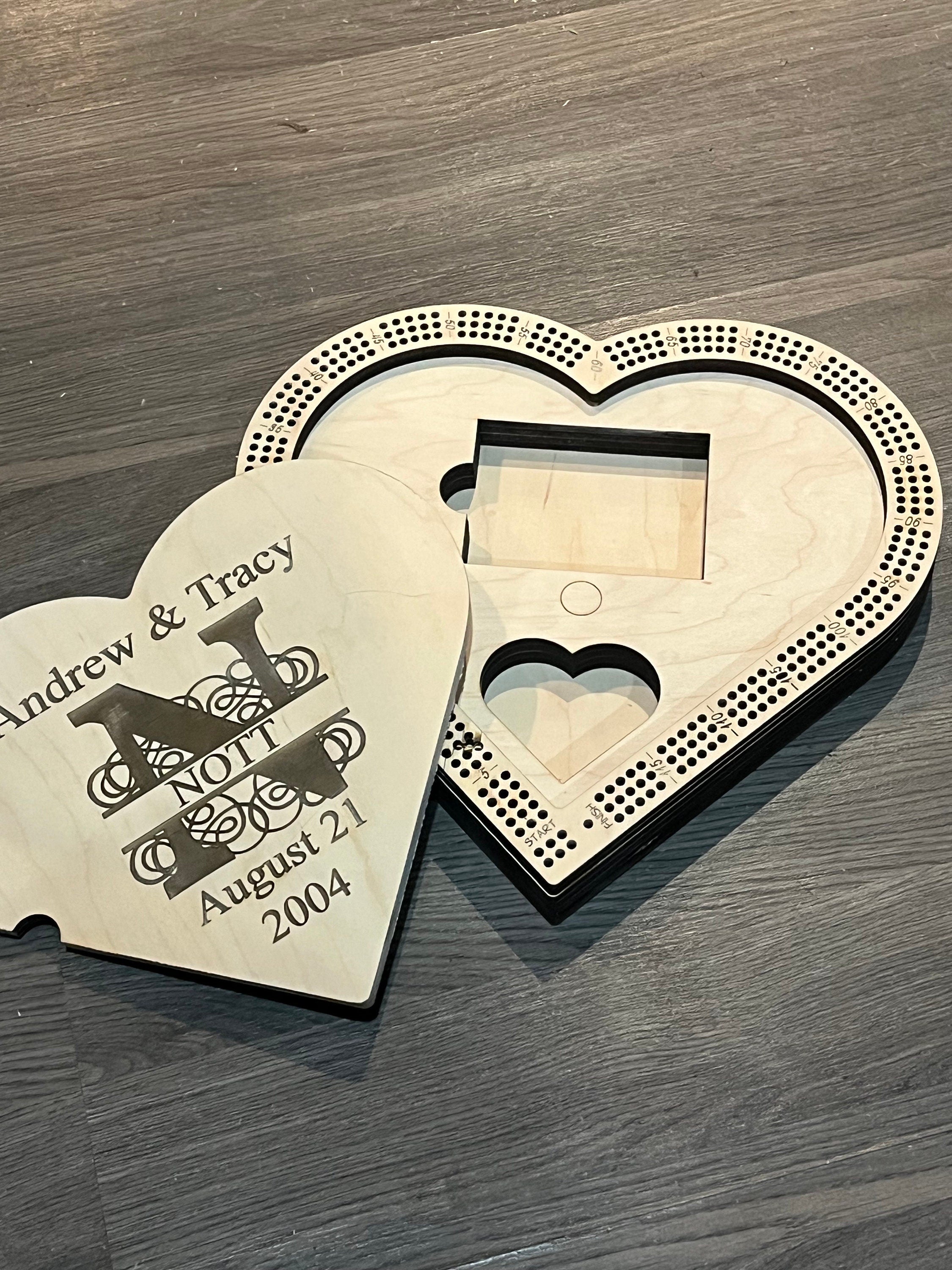 Custom Heart Shaped Cribbage Board
