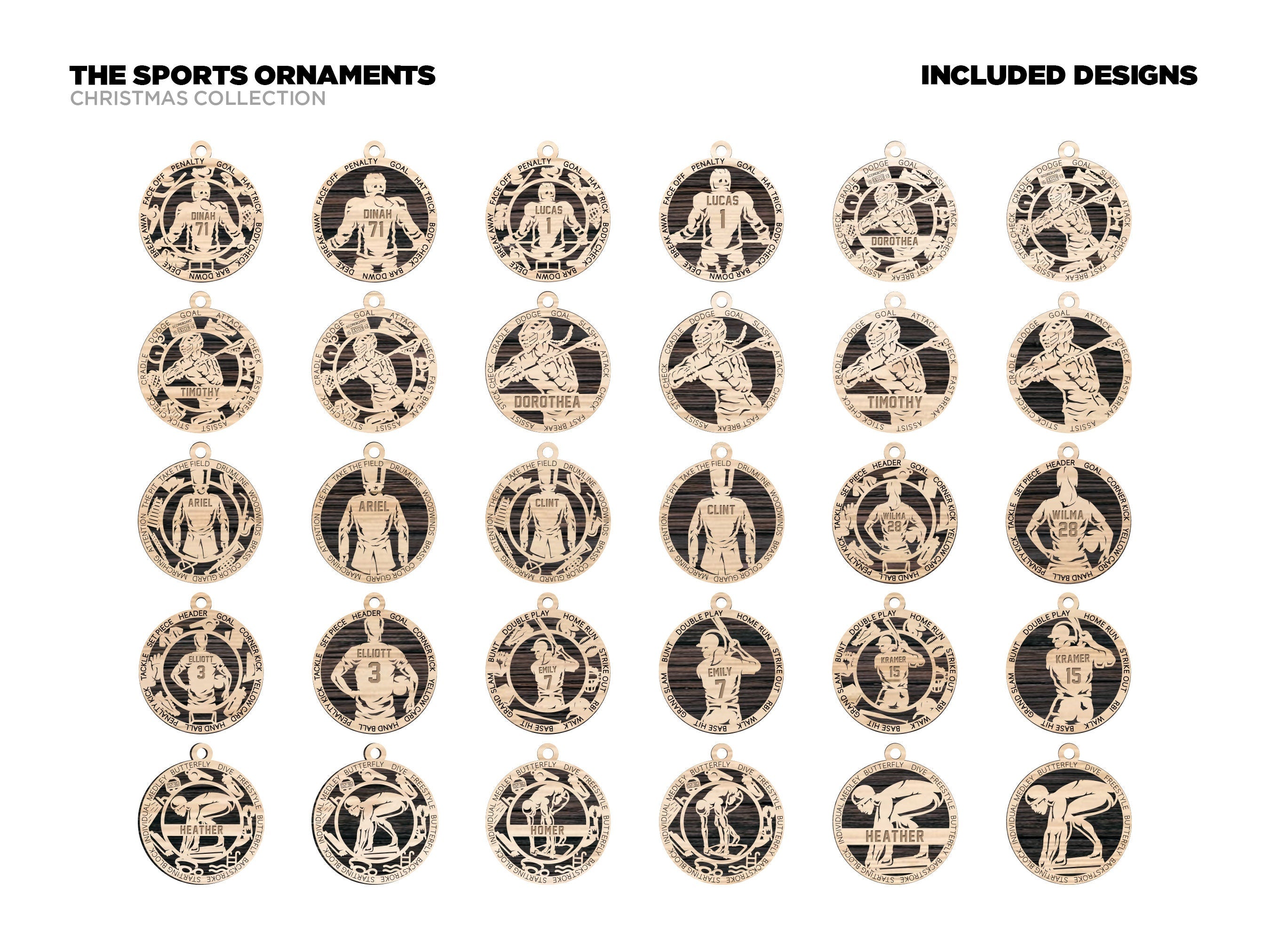 Sports Christmas ornaments.