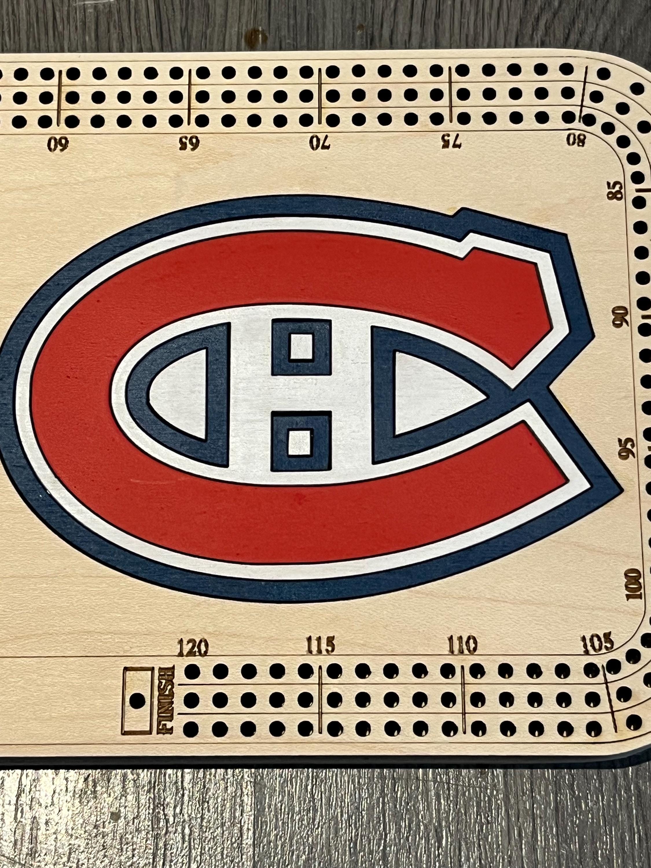 cribbage board with painted logo