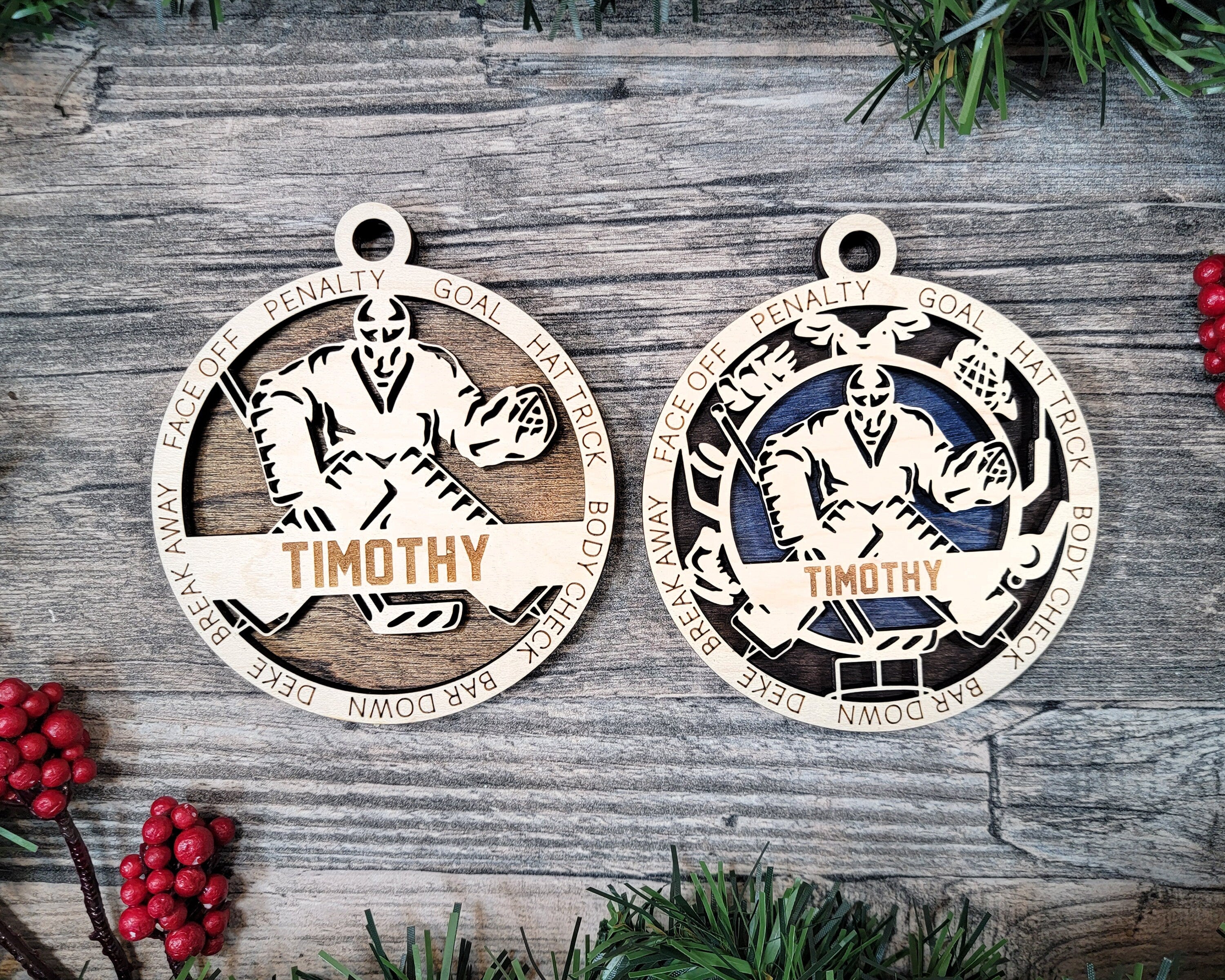 Hockey Christmas ornaments.