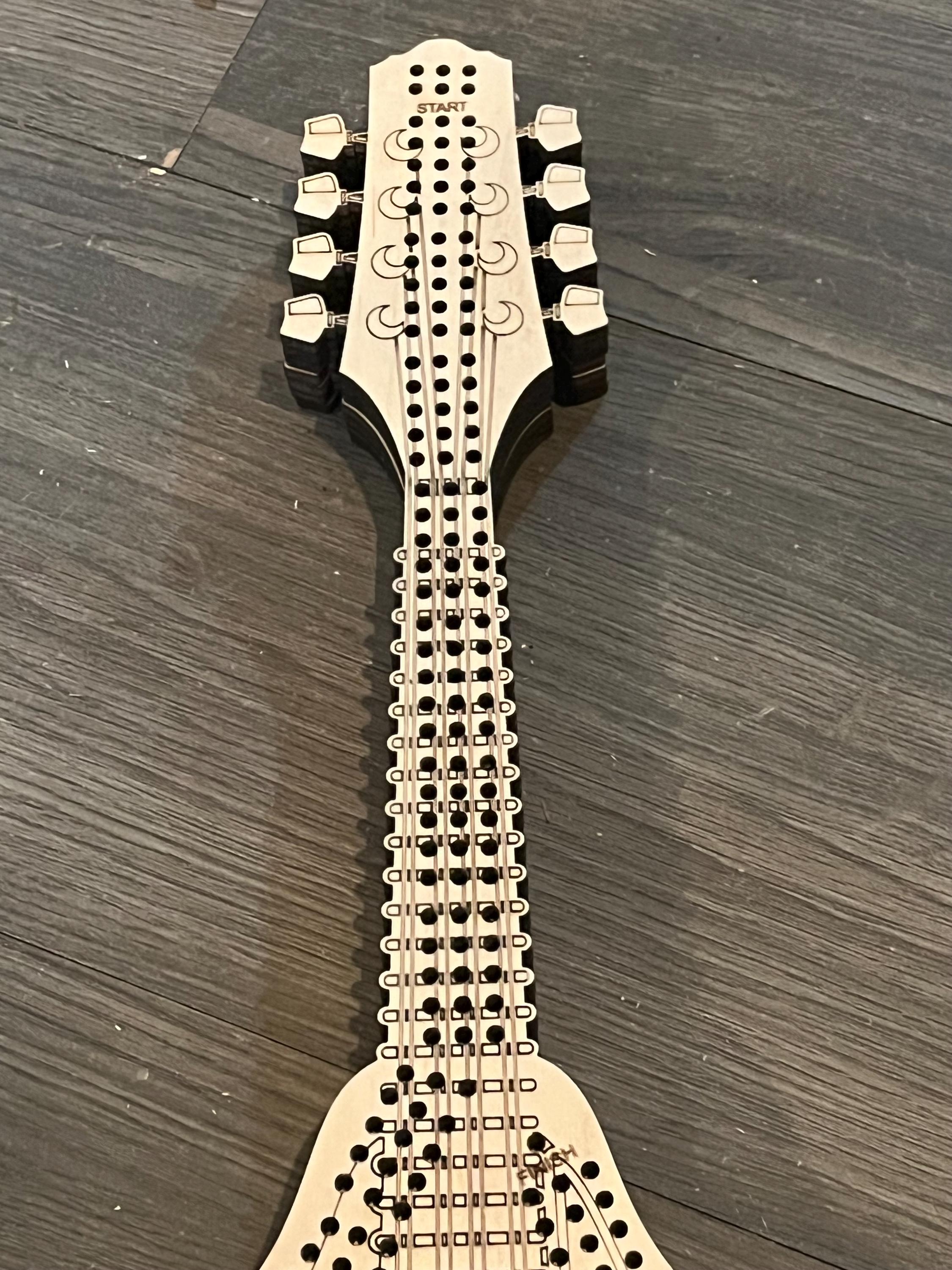 Mandolin Shaped Cribbage Board: Custom Engraved Design