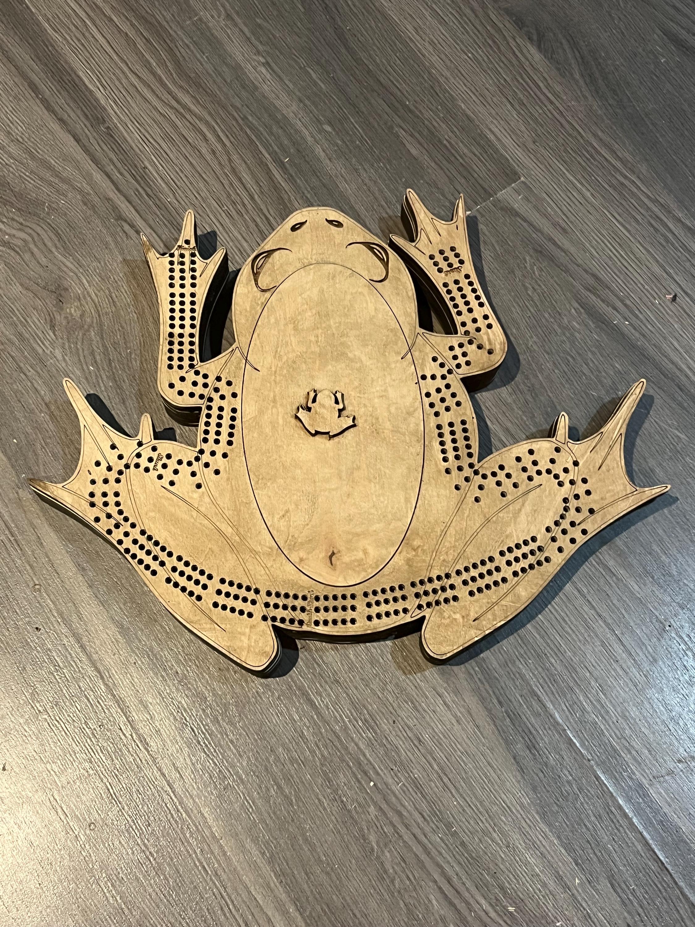 Frog Cribbage Board: Custom Handmade Wooden Game
