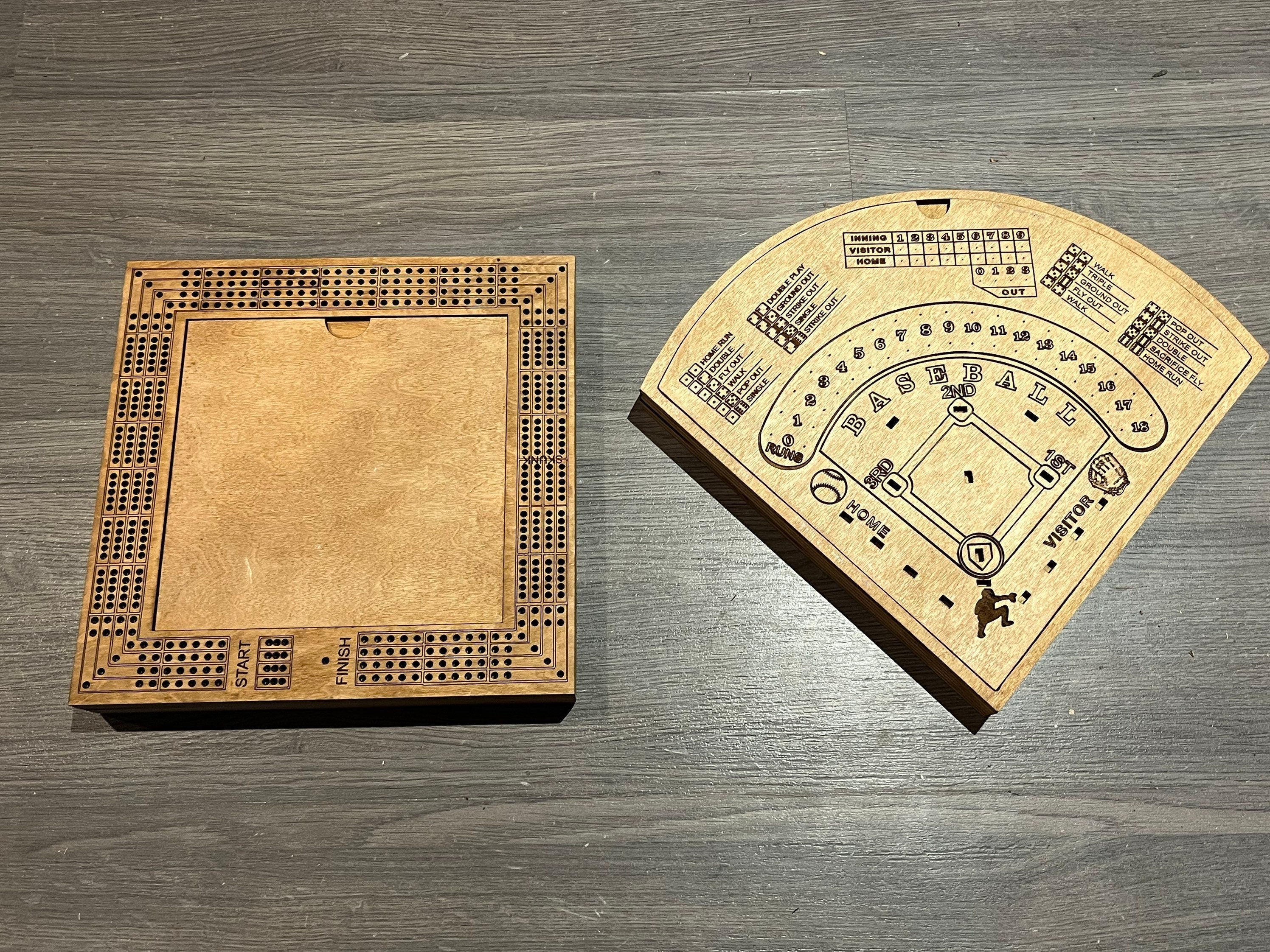 Cribbage, dice baseball and frustration rummy combo