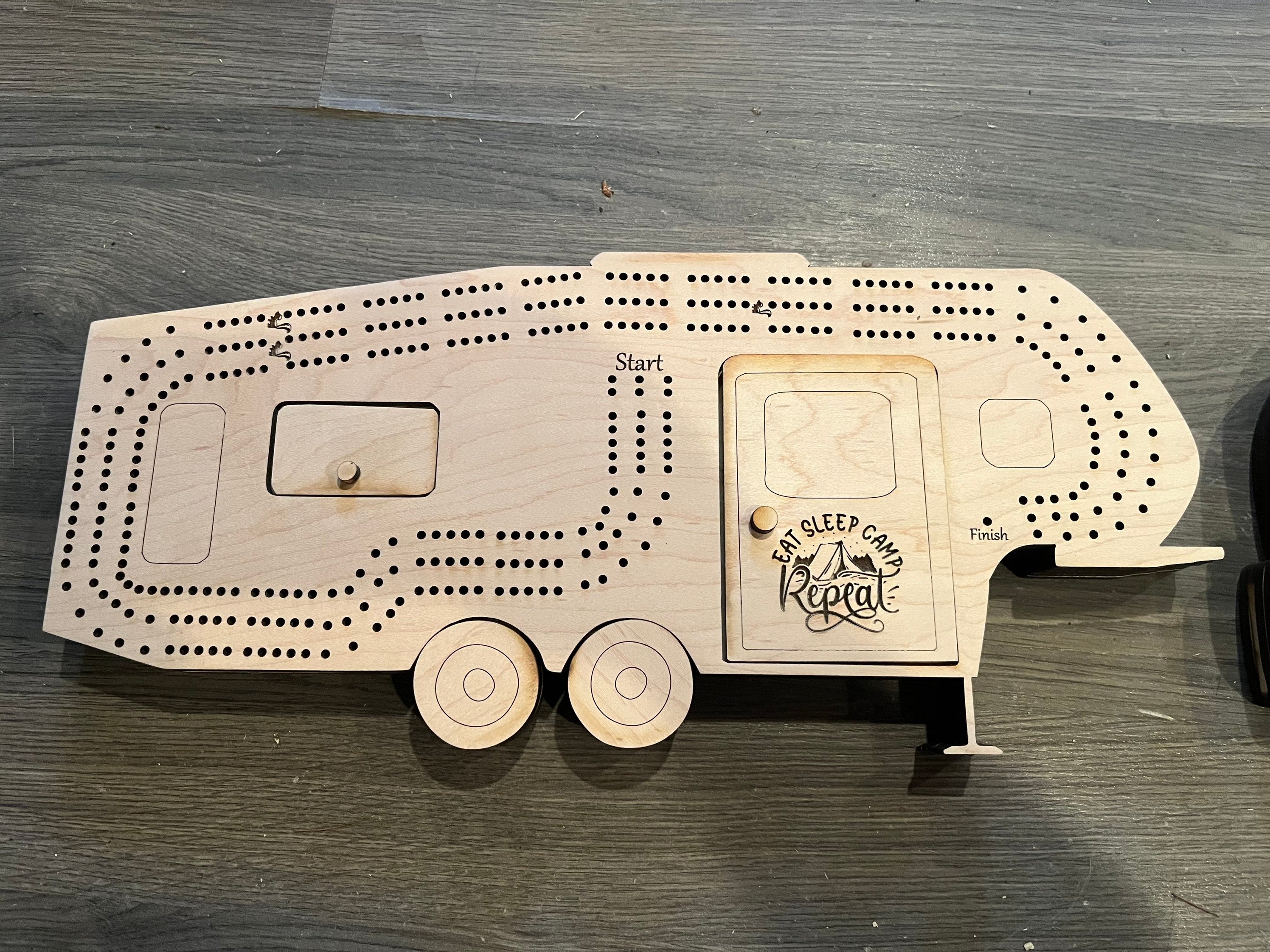 Cribbage board camper/camping theme