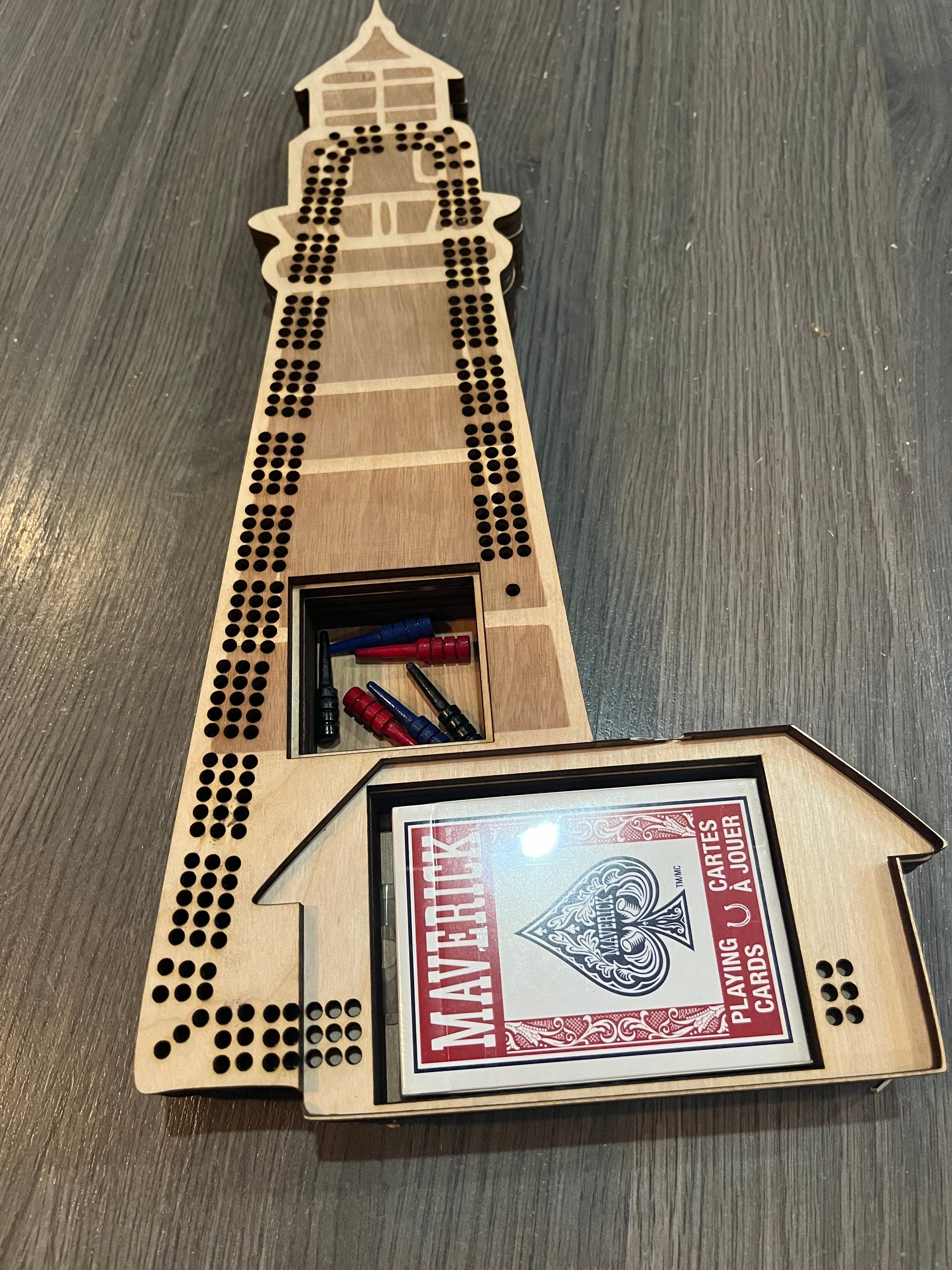 Lighthouse Shaped Cribbage Board: Custom Engraved Game