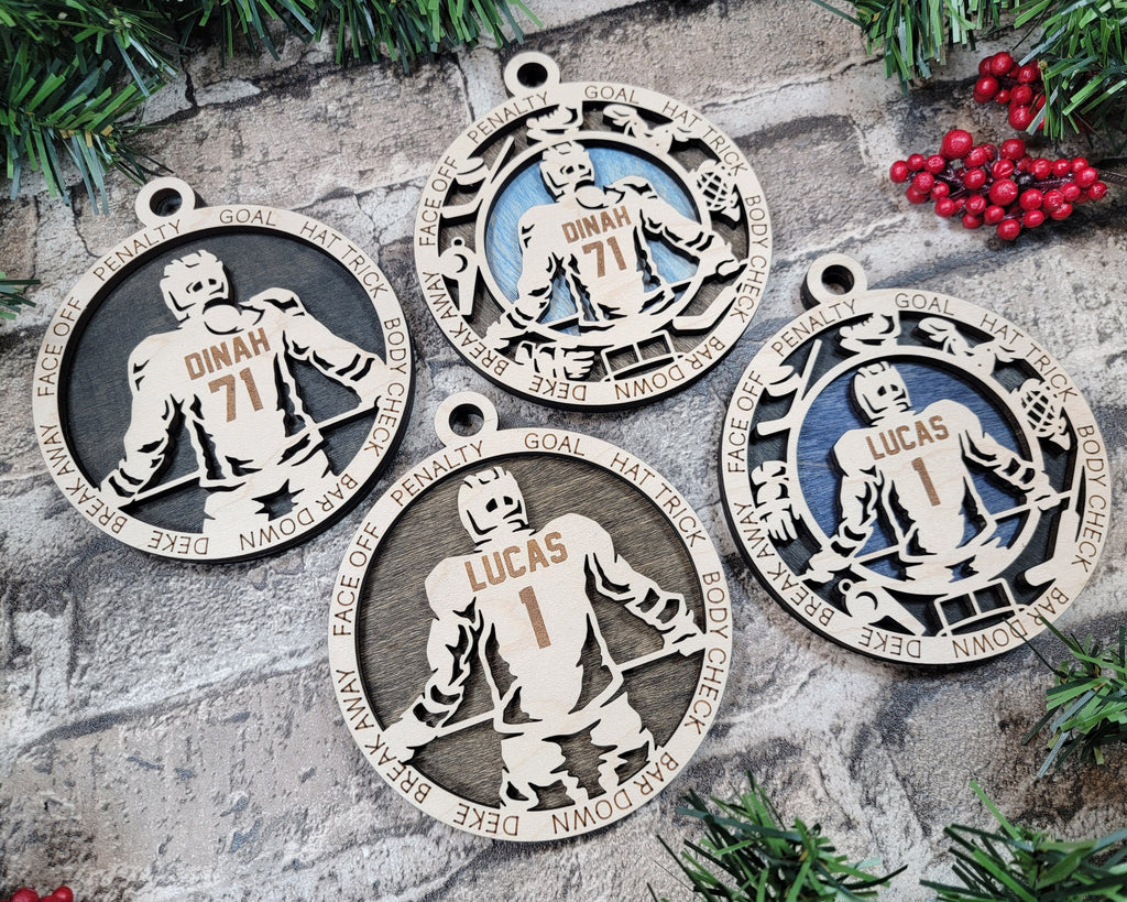 Hockey Christmas ornaments.