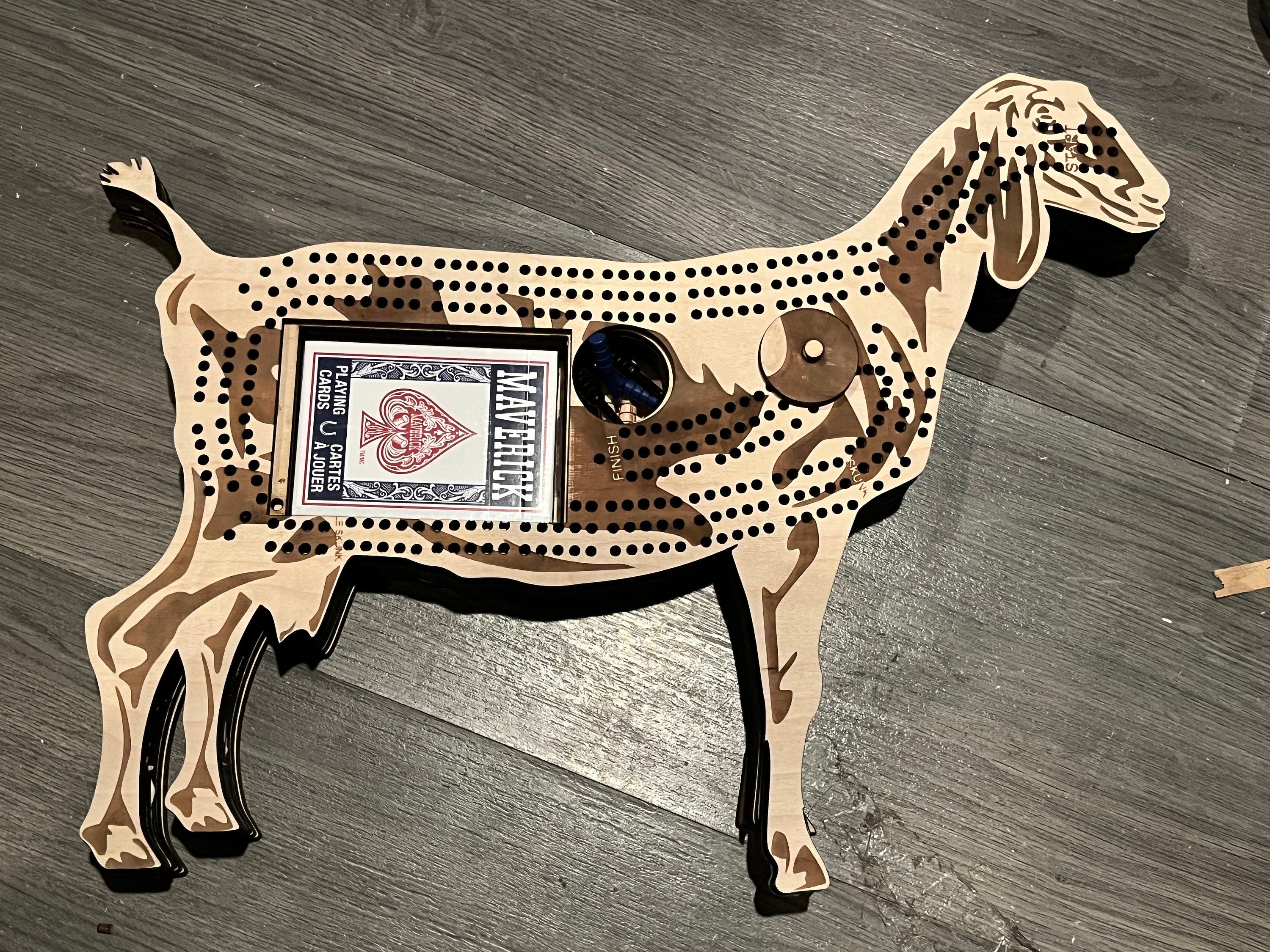 Goat shaped cribbage board