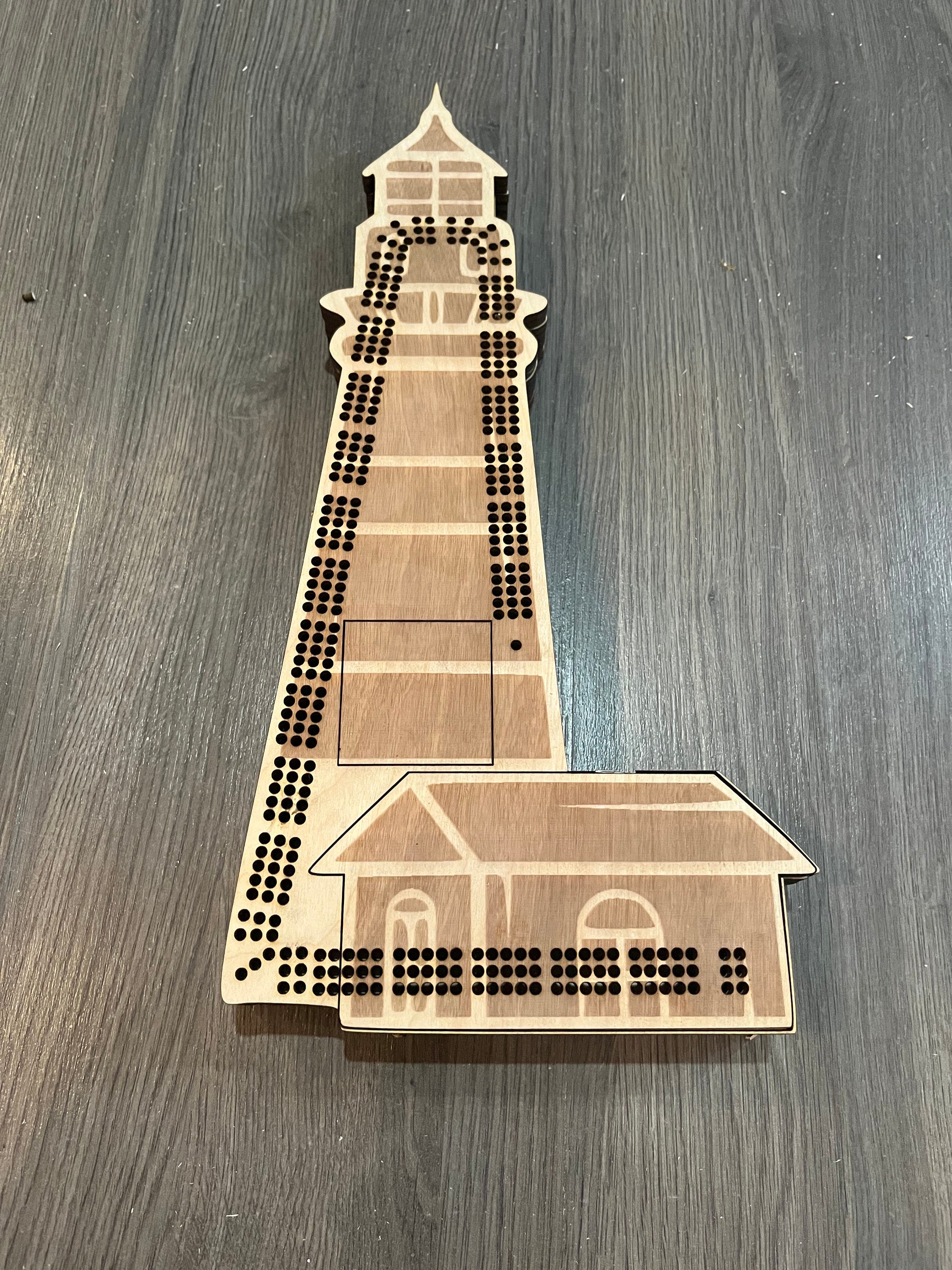 Lighthouse Shaped Cribbage Board: Custom Engraved Game