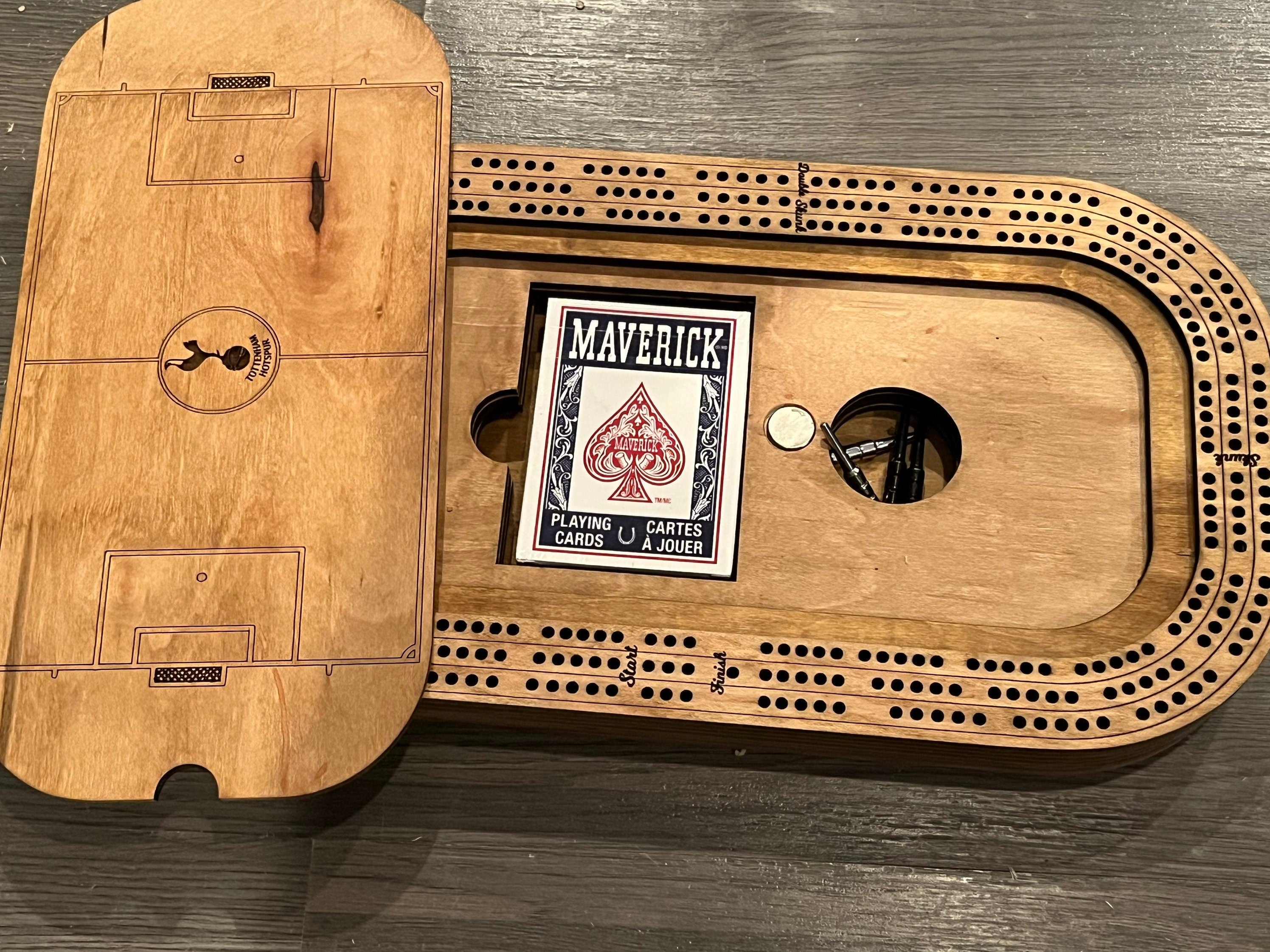 Custom Soccer Stadium Cribbage Board: Any Team, Card & Peg Storage