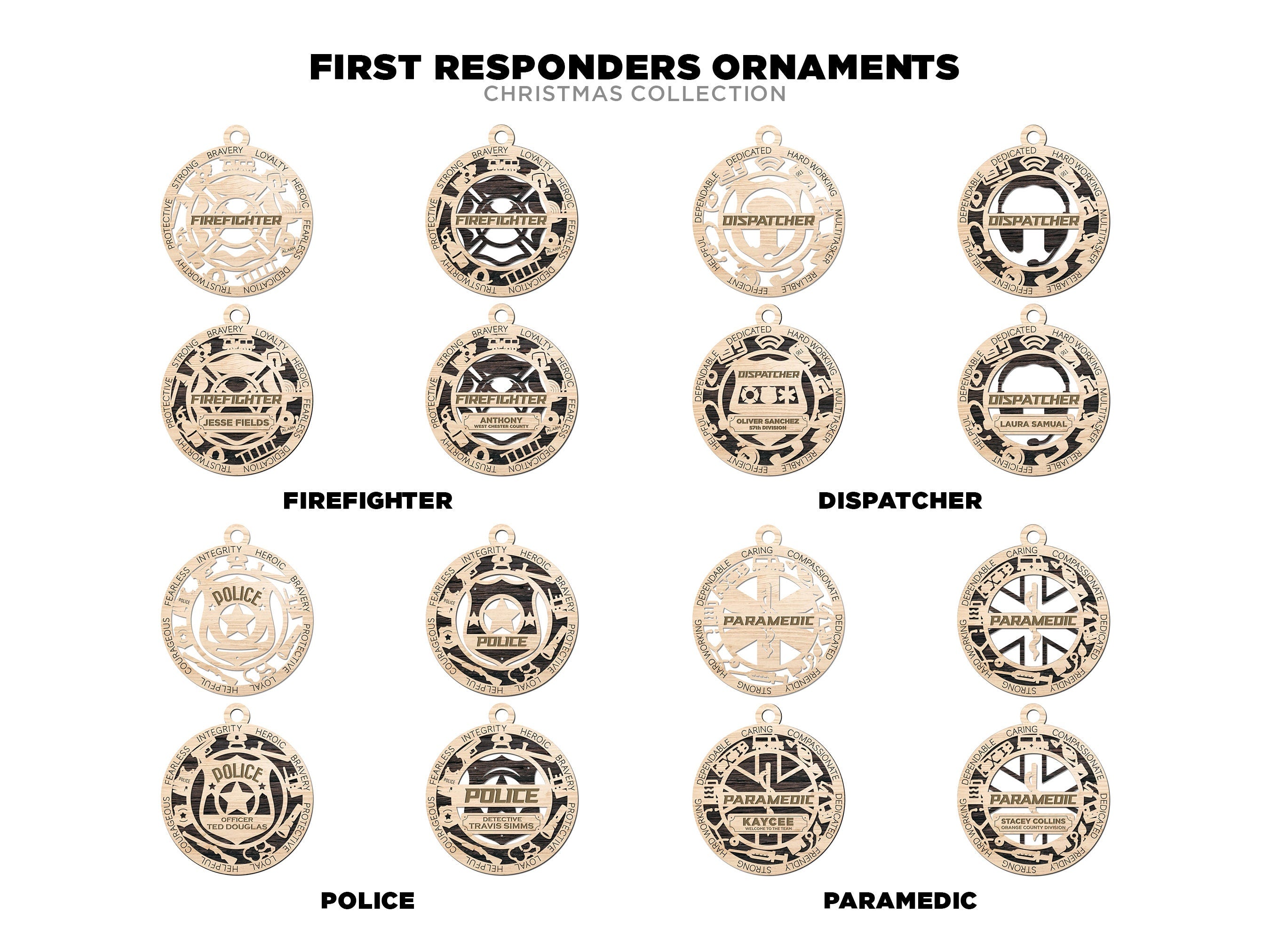 First responders and emergency staff ornaments