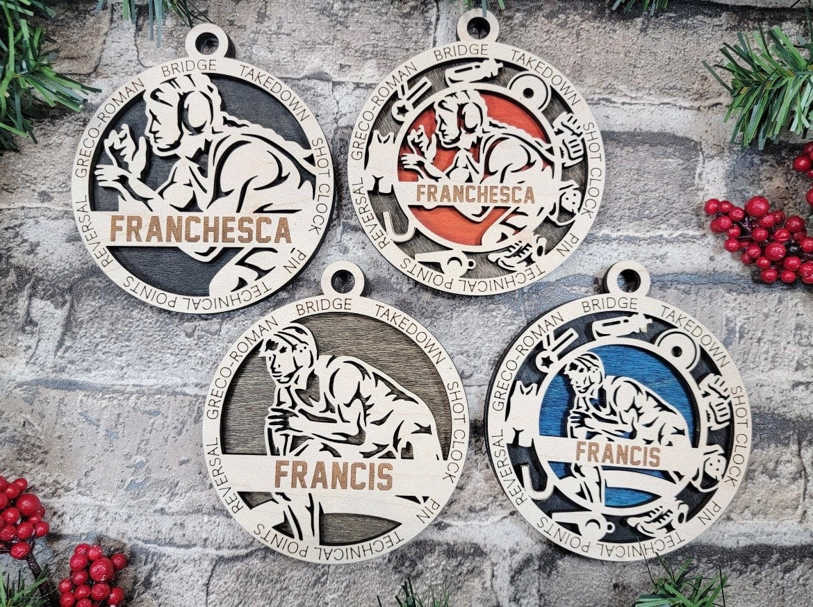 Jui jitsu Christmas ornaments.