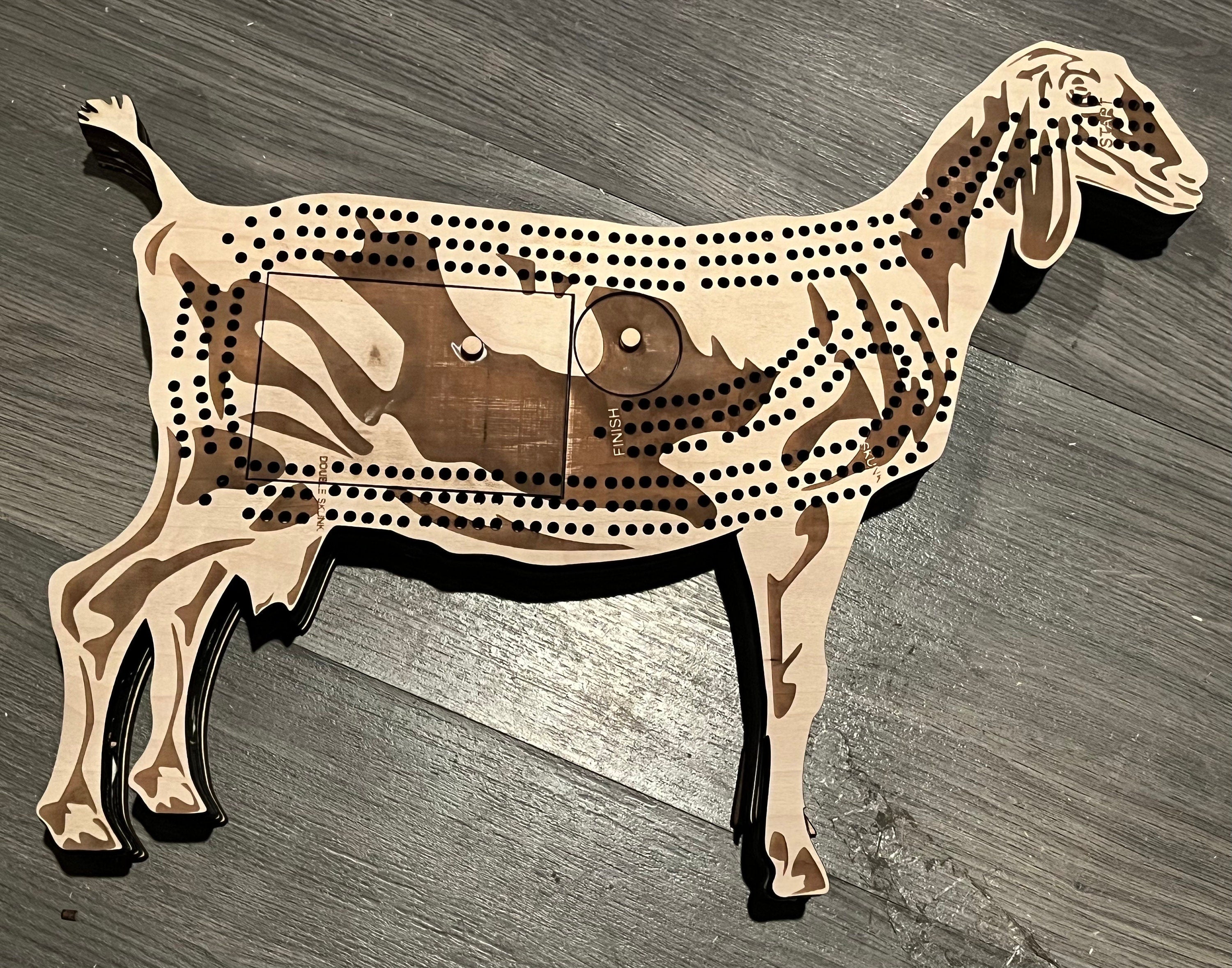 Goat shaped cribbage board