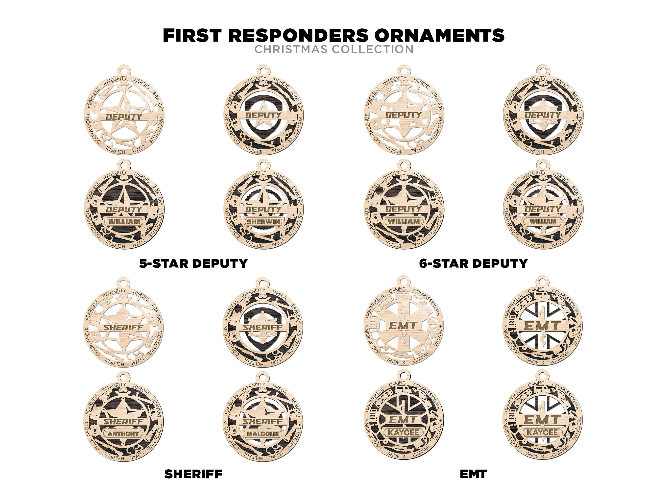 First responders and emergency staff ornaments