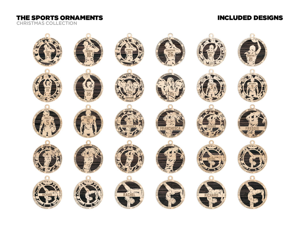 Sports Christmas ornaments.