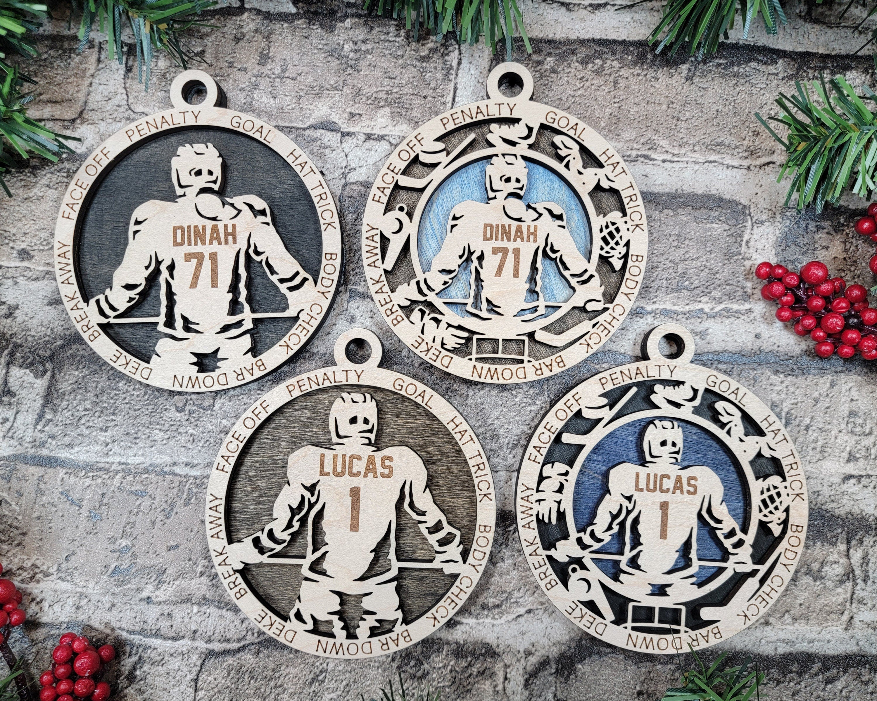 Hockey Christmas ornaments.