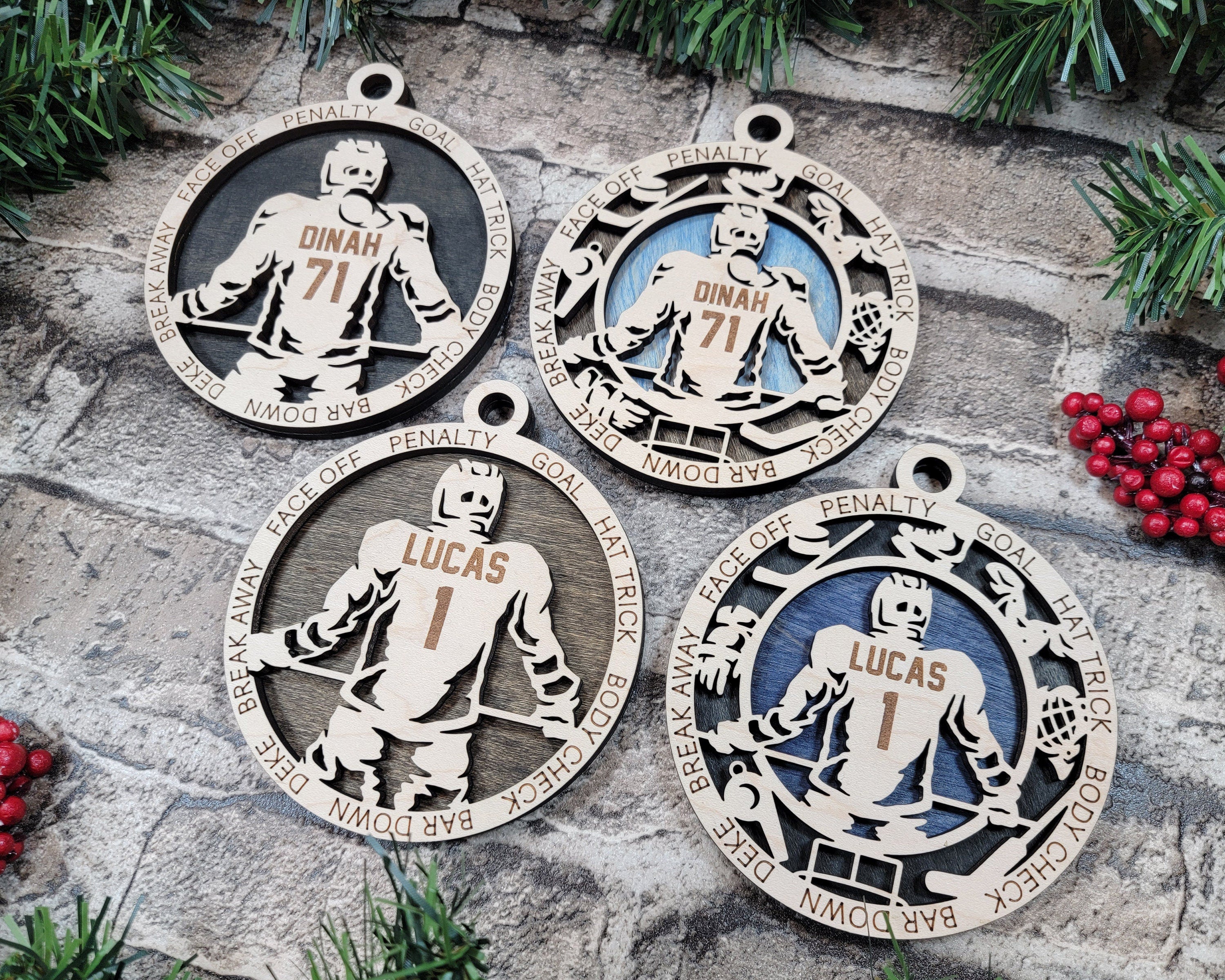Hockey Christmas ornaments.