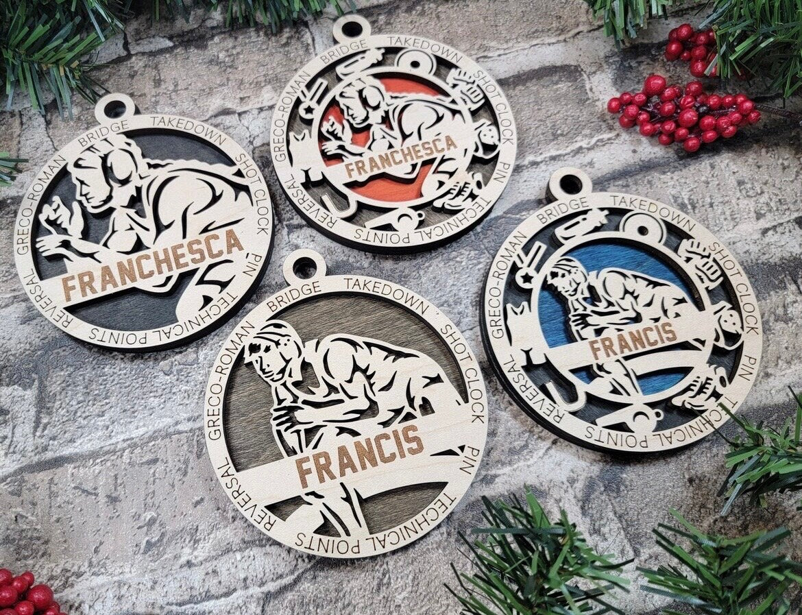 Jui jitsu Christmas ornaments.
