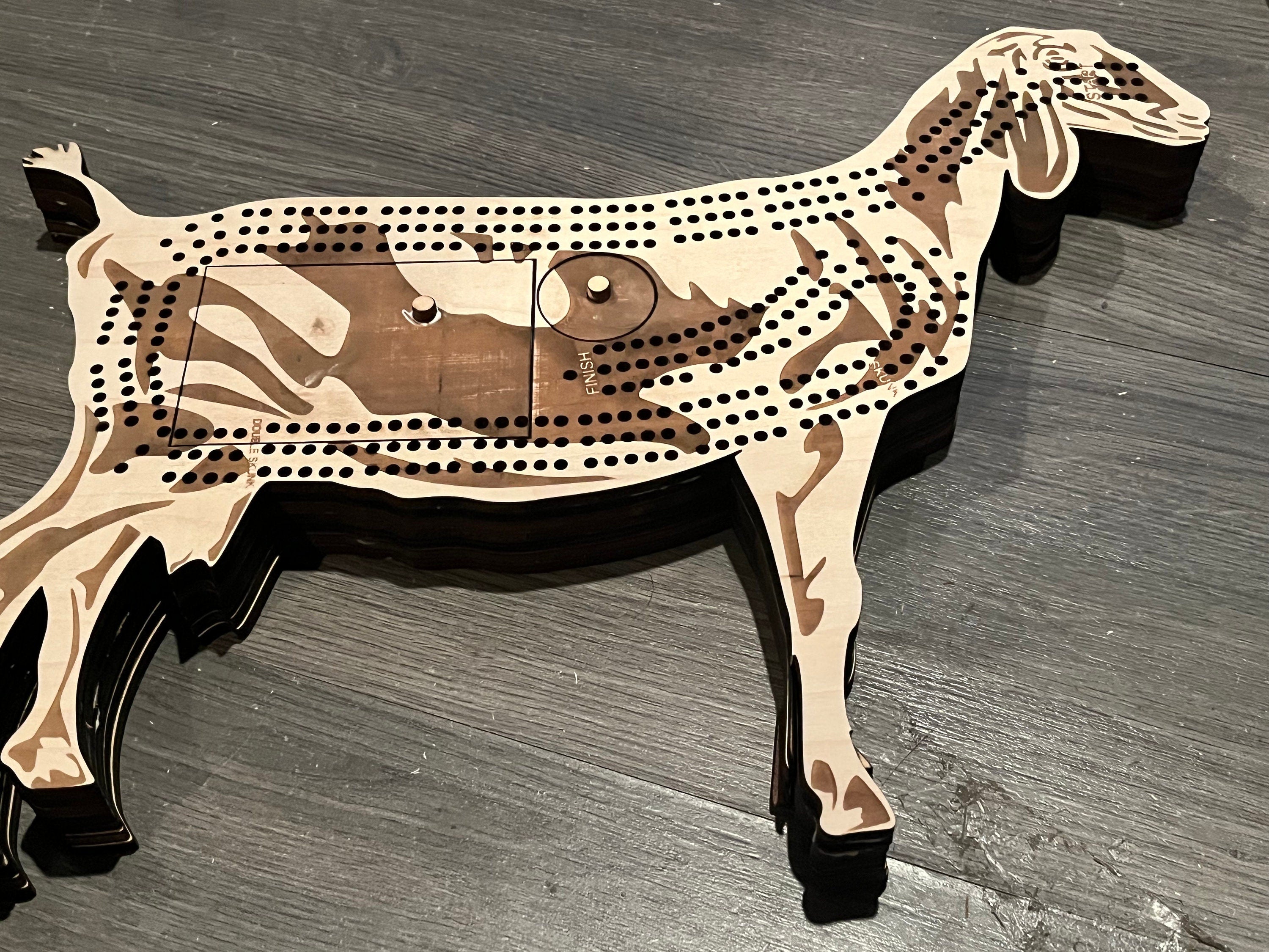 Goat shaped cribbage board