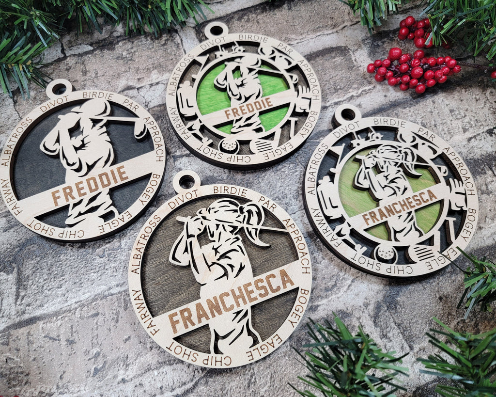 Golf Christmas ornaments.
