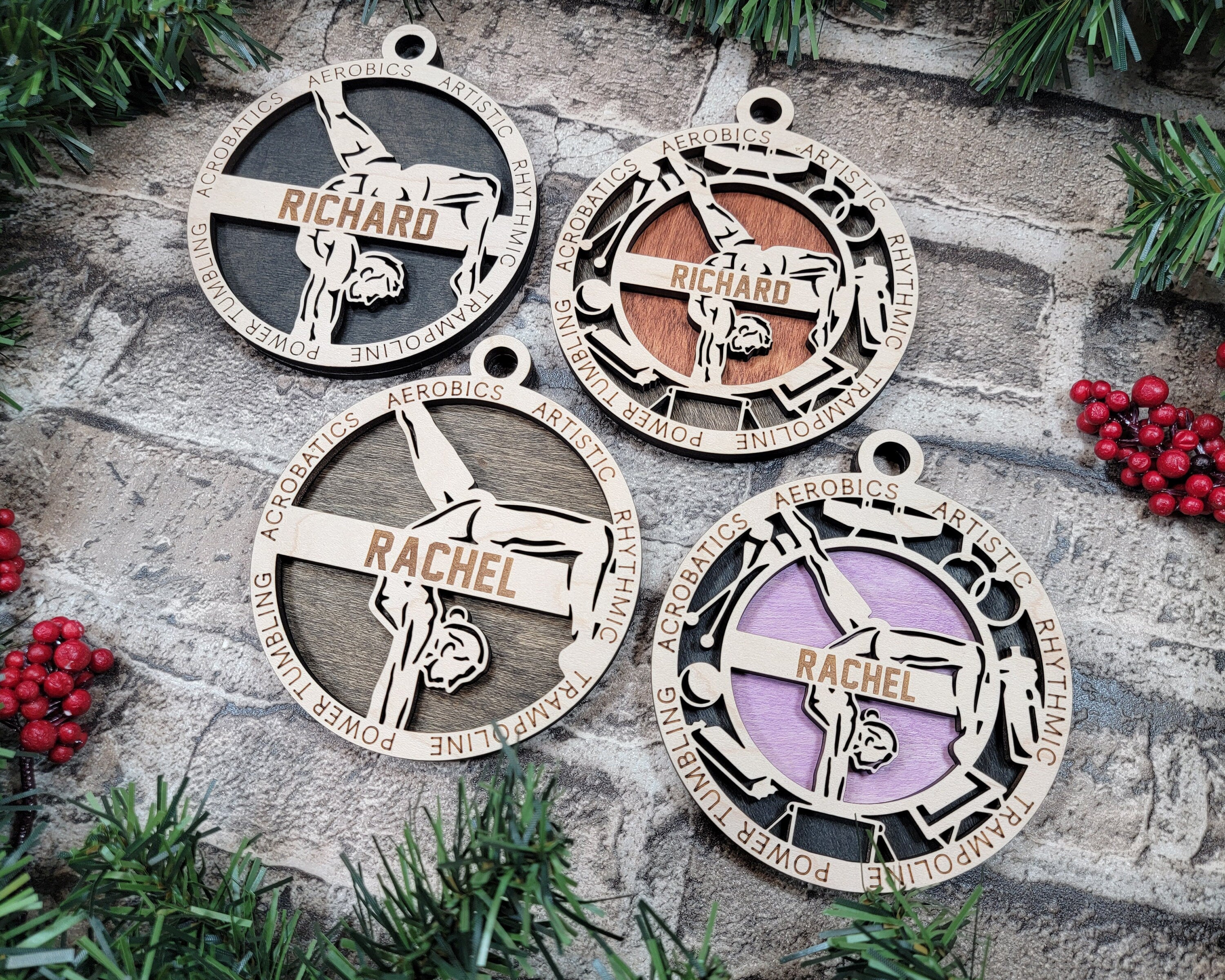 Gymnastics Christmas ornaments.