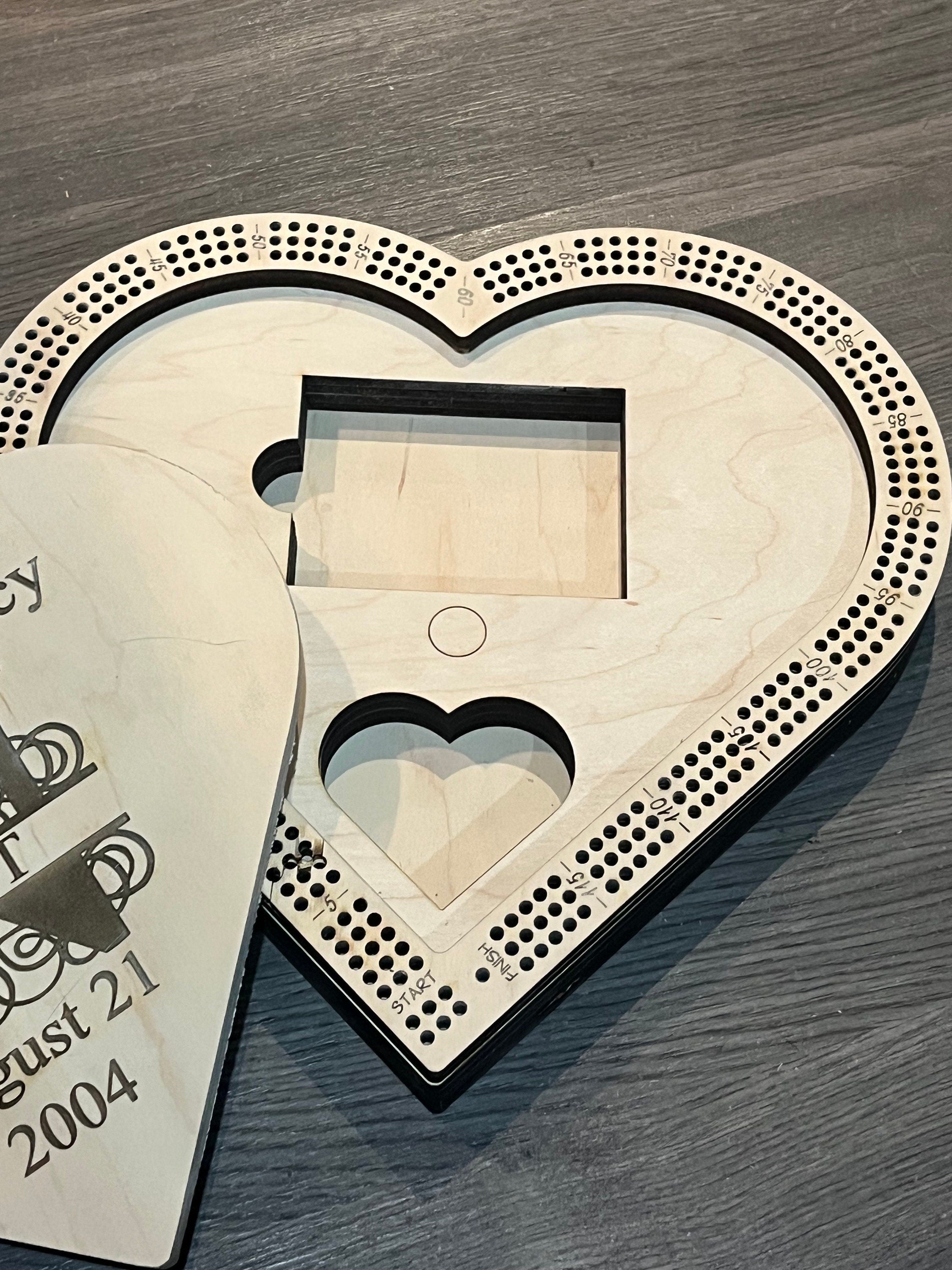 Custom Heart Shaped Cribbage Board