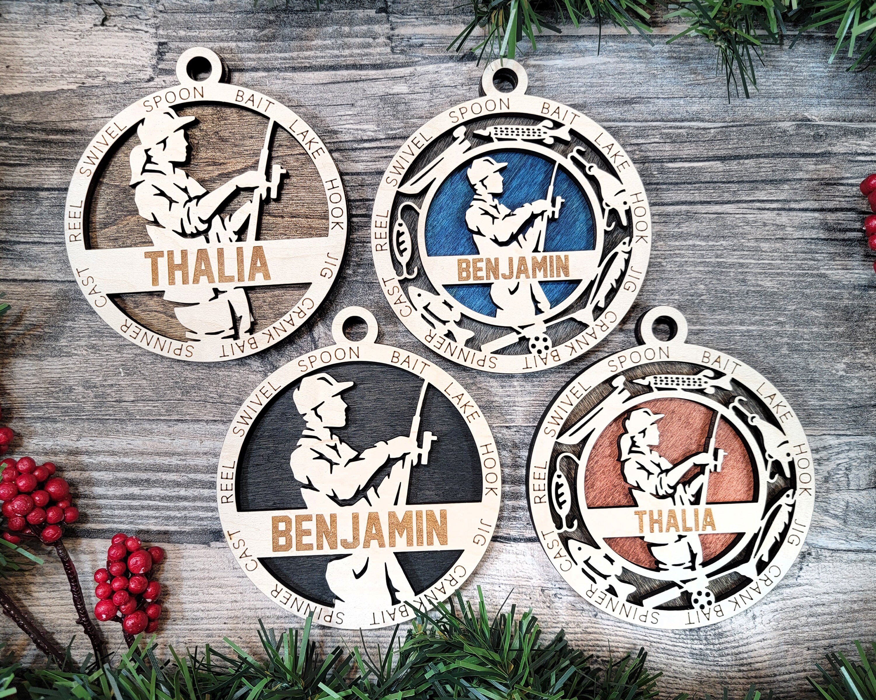Fishing Christmas ornaments.