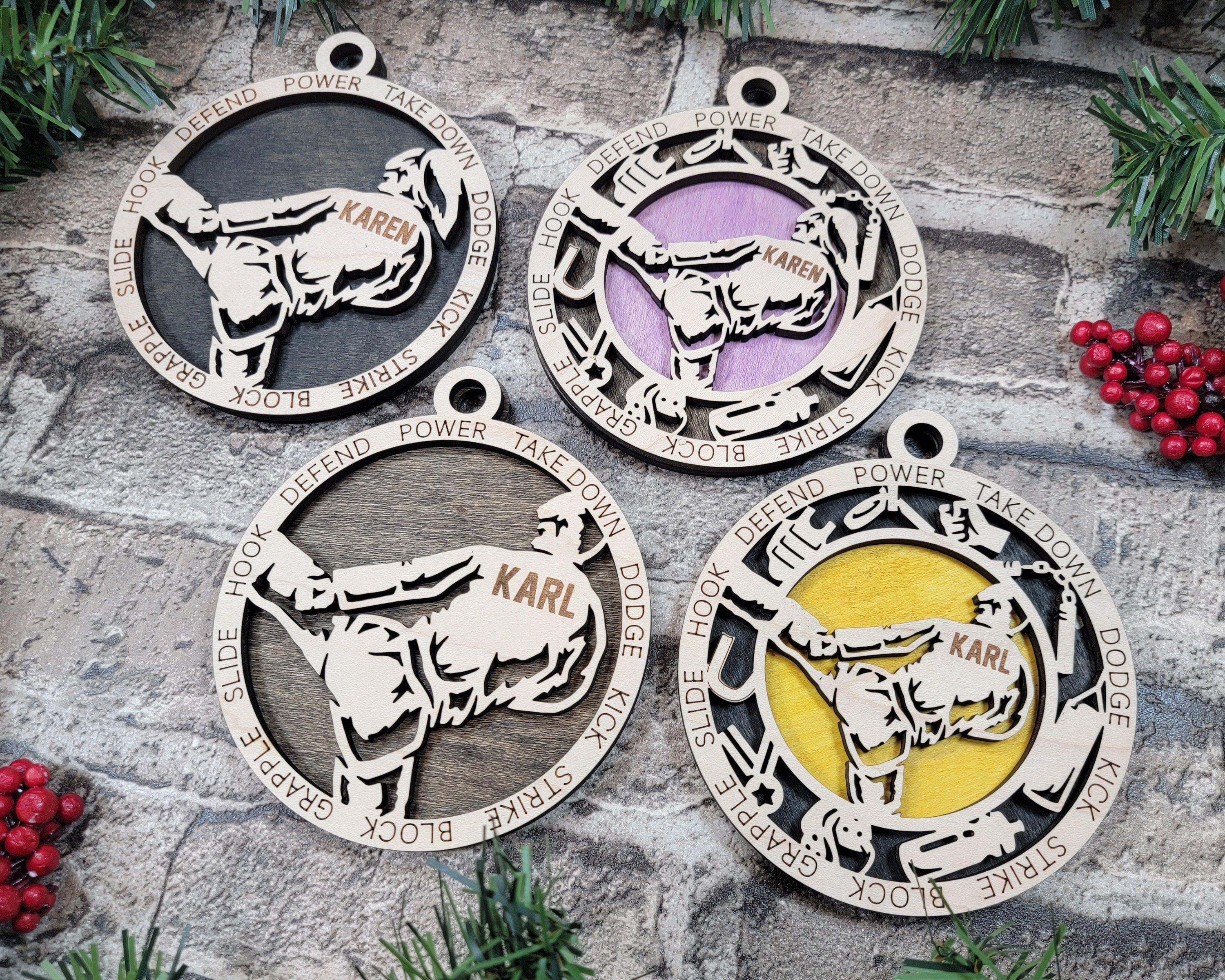 Martial arts Christmas ornaments.