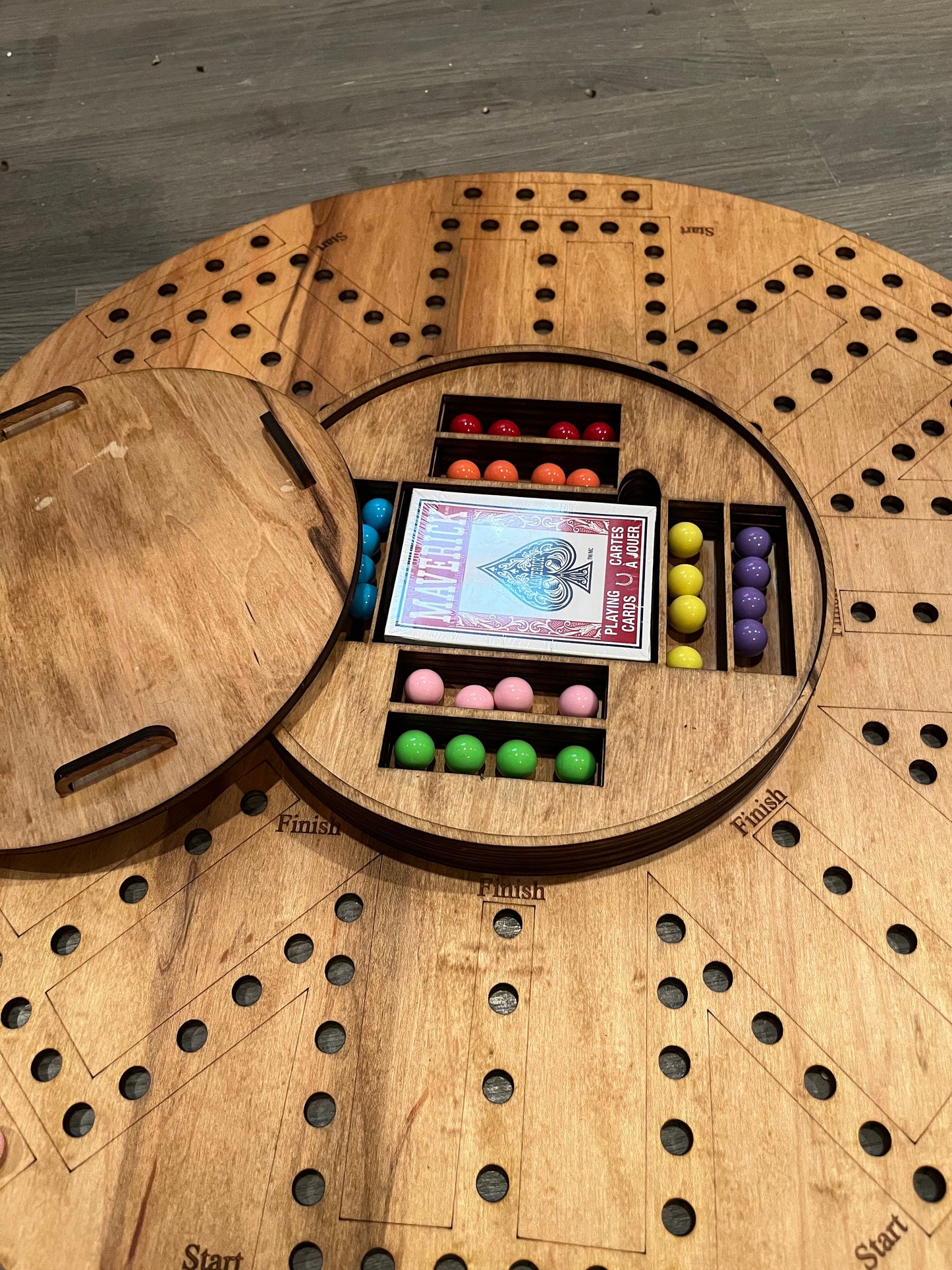 Tock/Aggravation game 8 player with storage with personalization