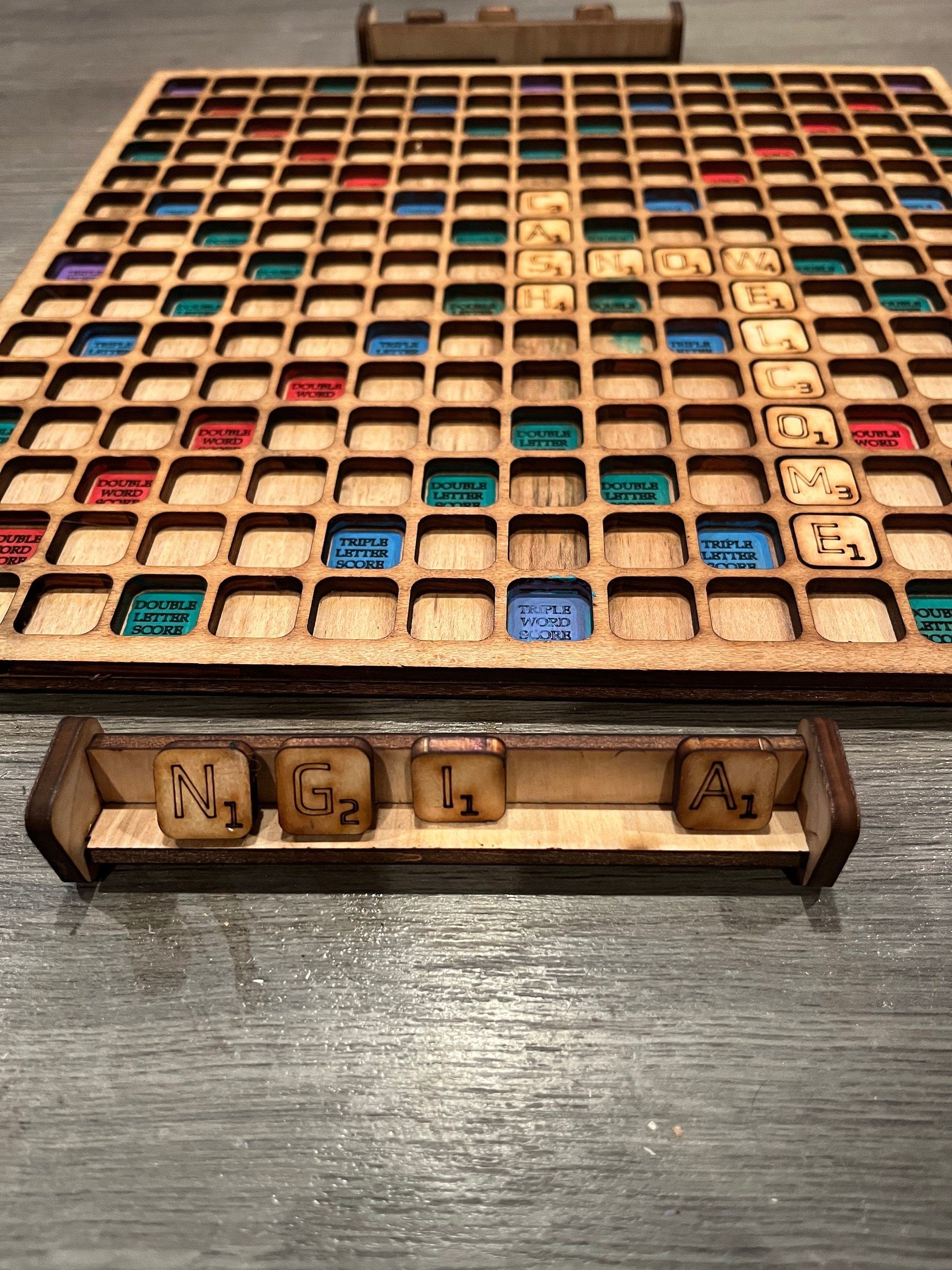 Custom Scrabble game set with personalized case