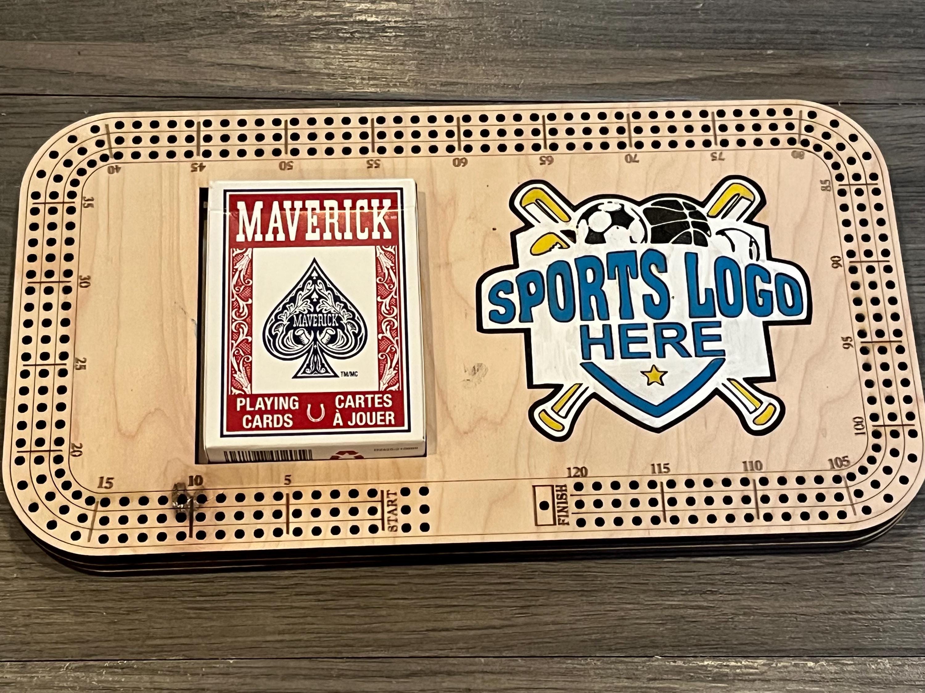 cribbage board with painted logo