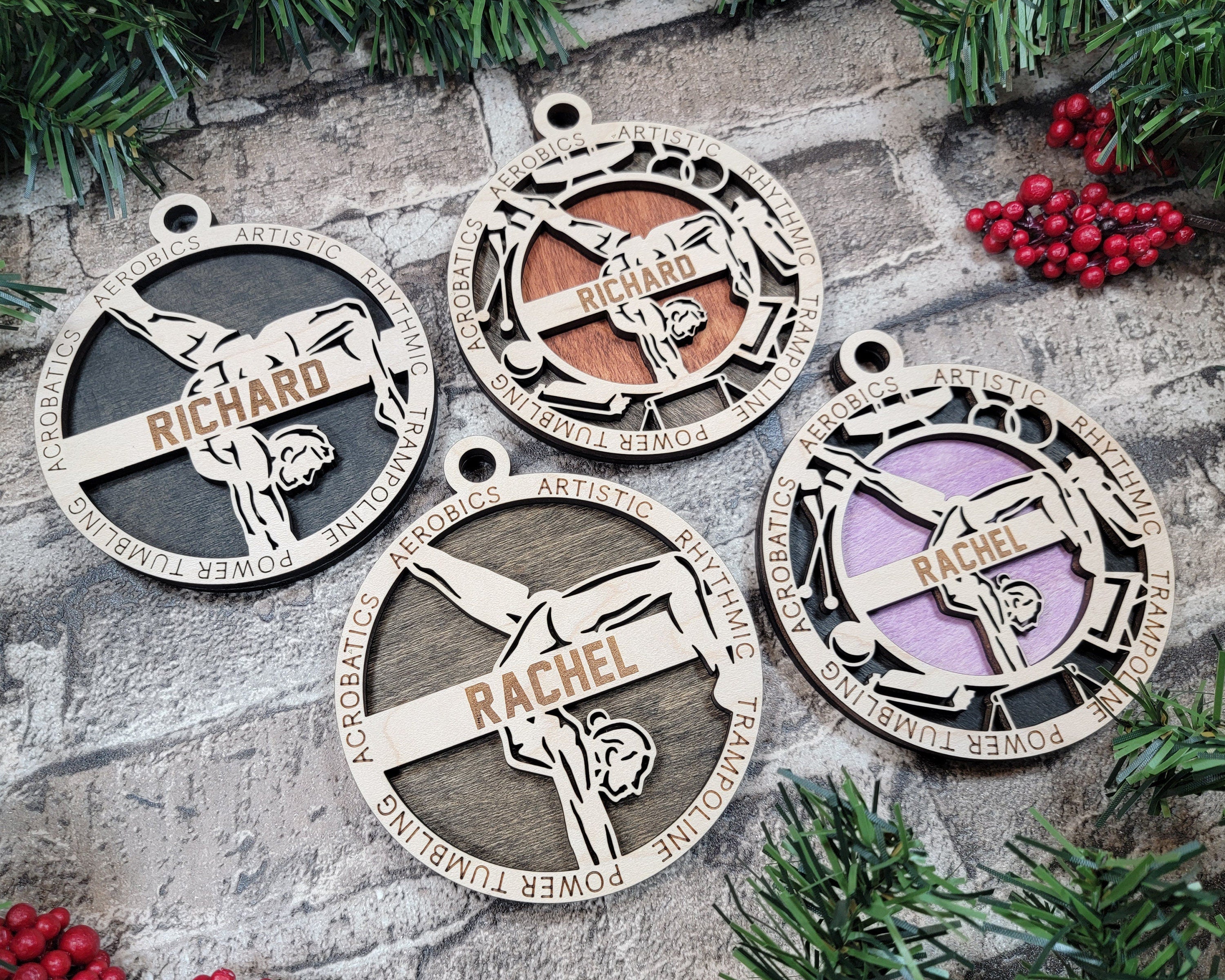 Gymnastics Christmas ornaments.
