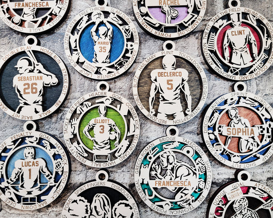 Sports Christmas ornaments.
