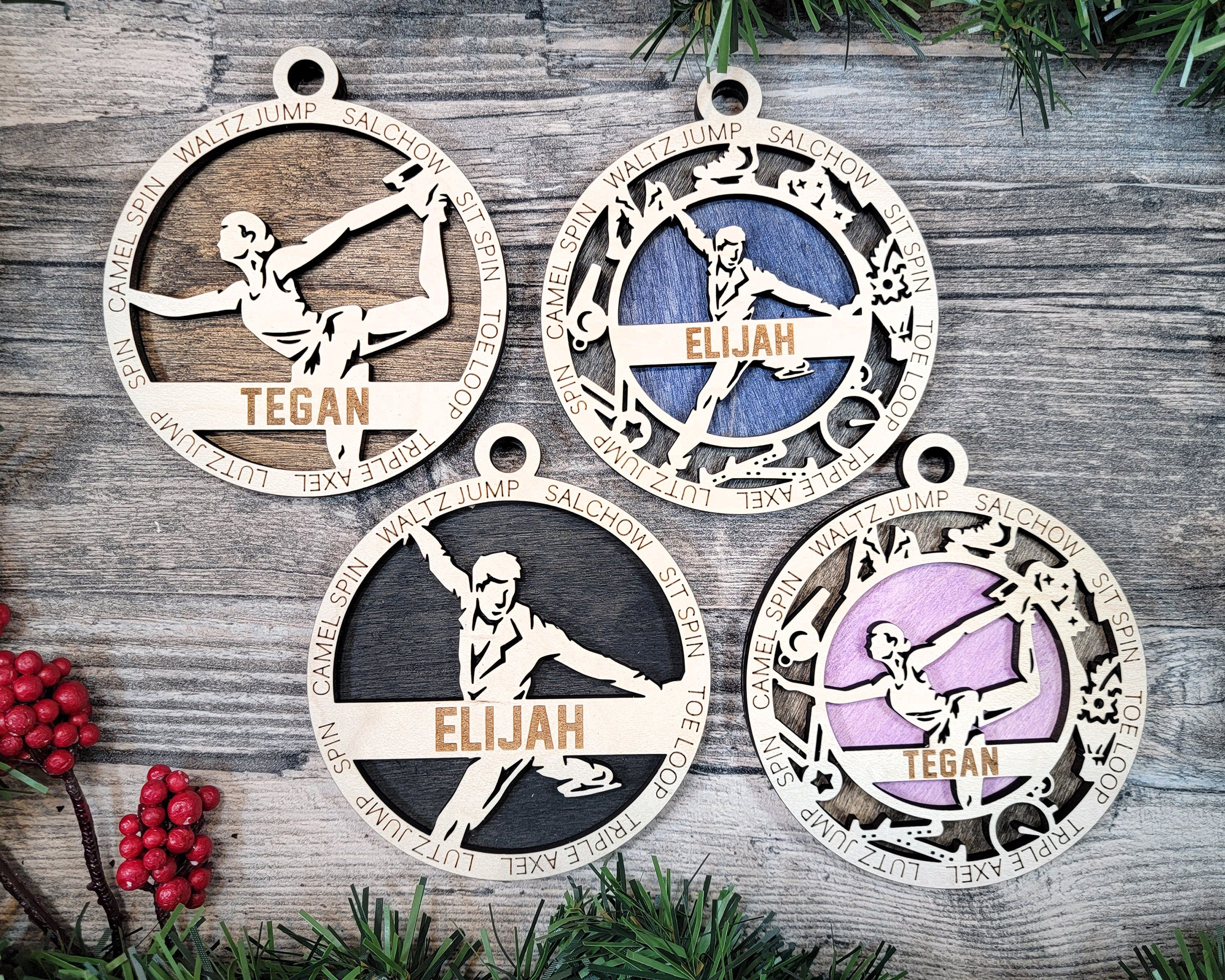 Figure skating Christmas ornaments.