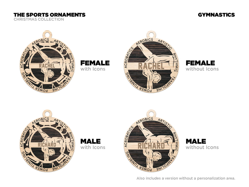 Gymnastics Christmas ornaments.
