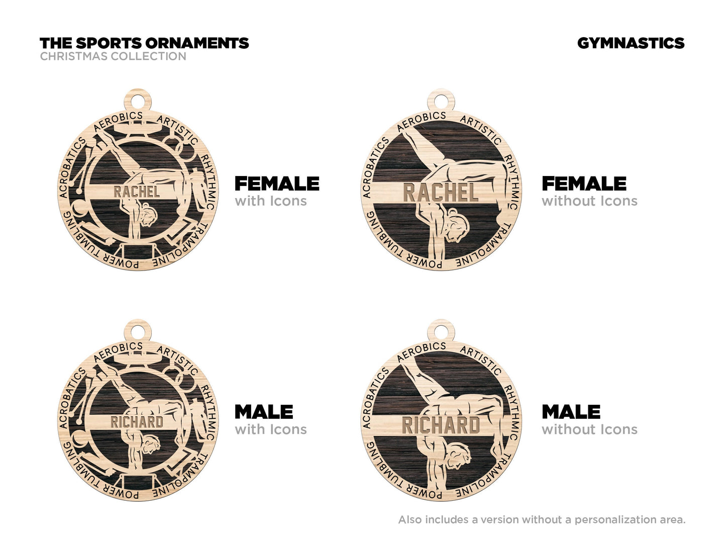 Gymnastics Christmas ornaments.