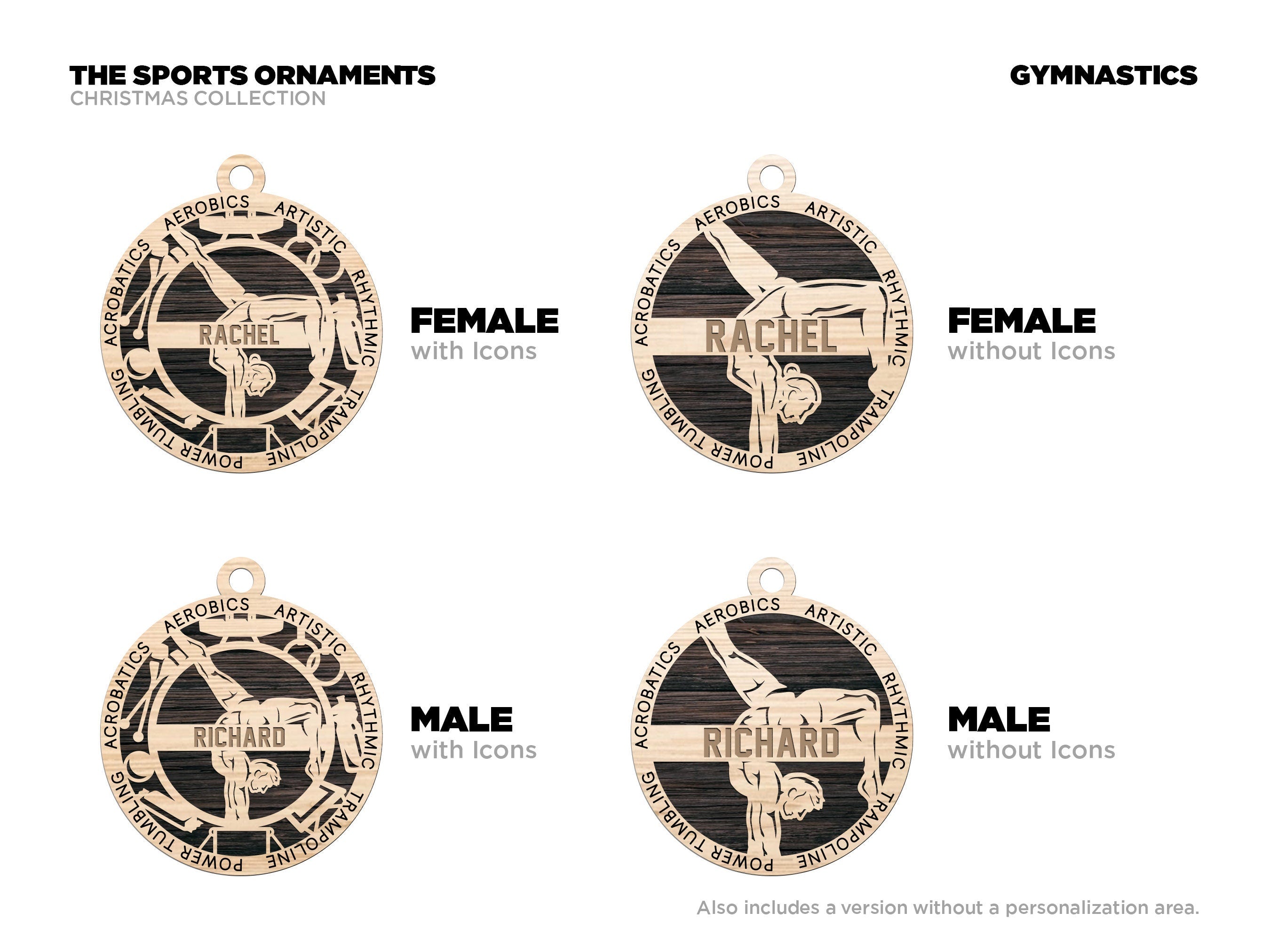 Gymnastics Christmas ornaments.