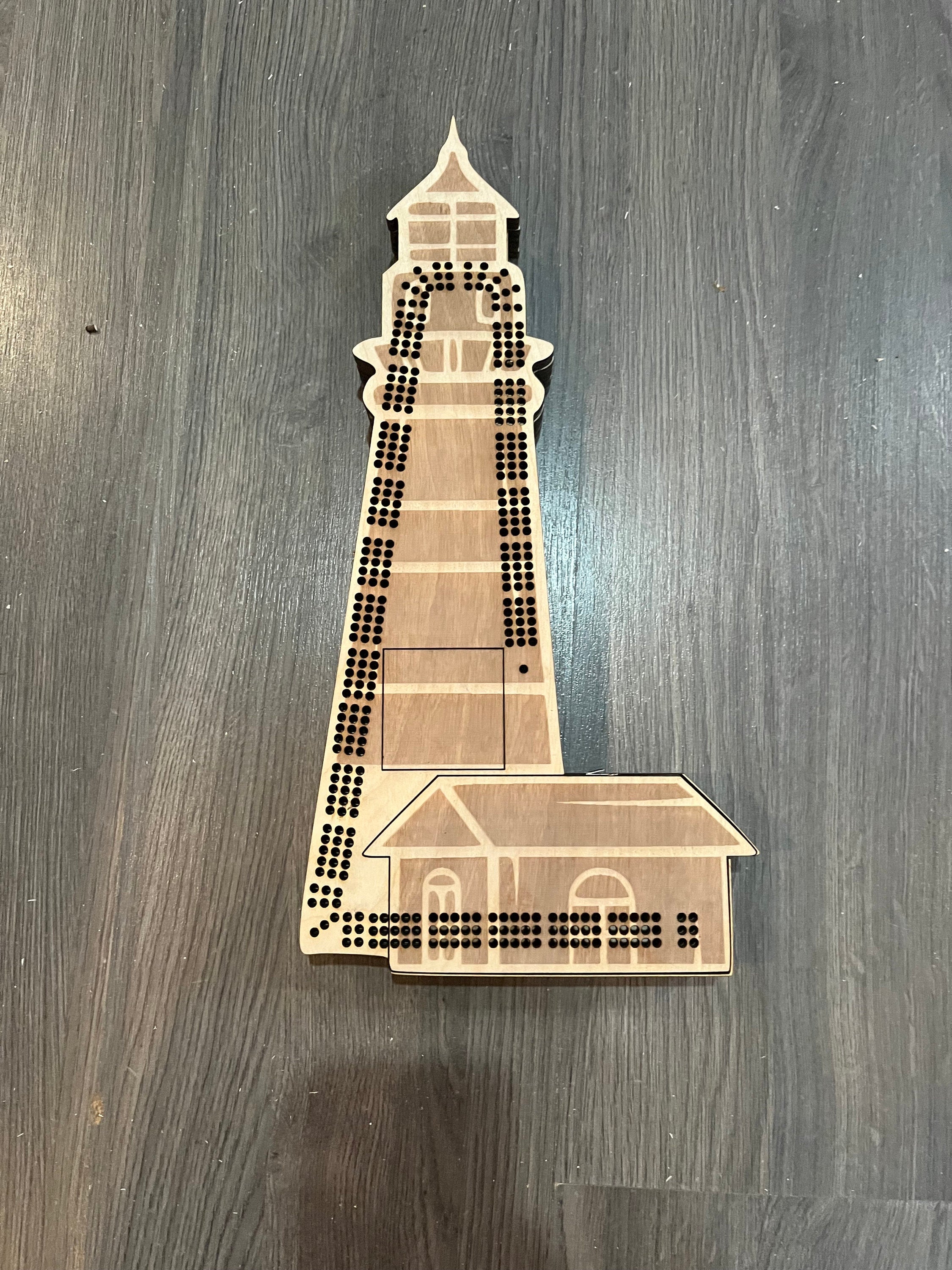 Lighthouse Shaped Cribbage Board: Custom Engraved Game