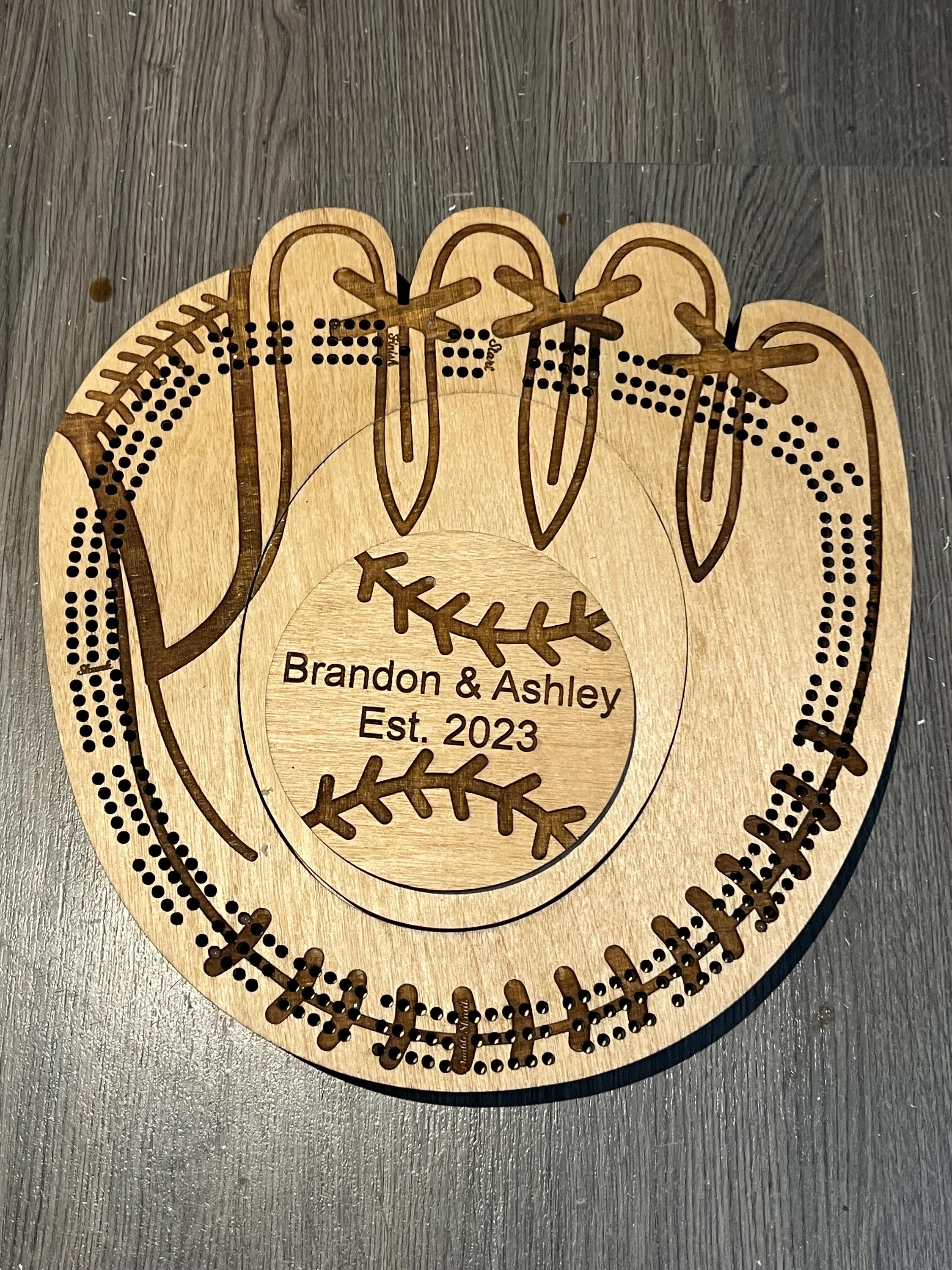 Custom Baseball Glove Cribbage Board: Personalized Team Decor