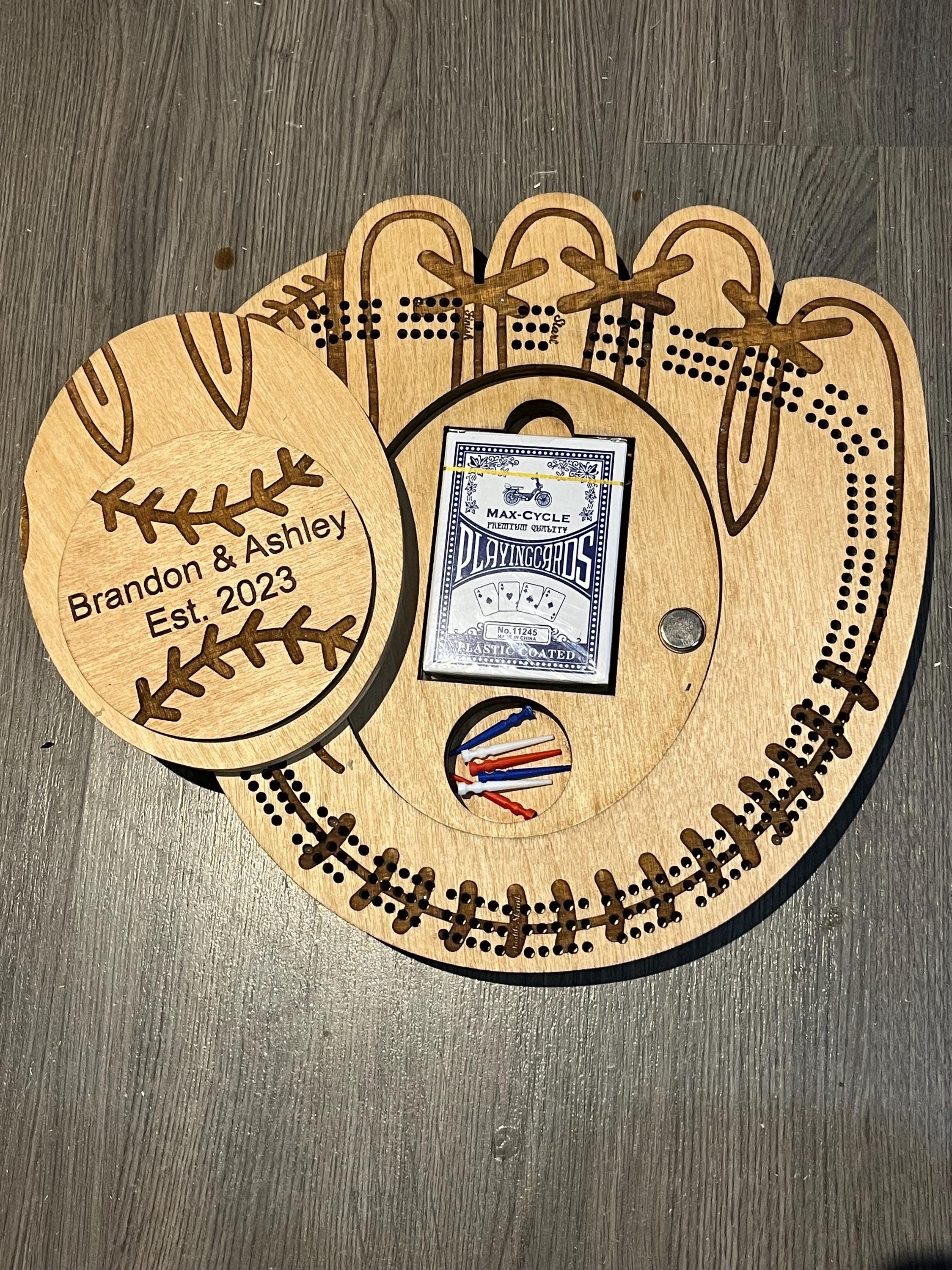 Custom Baseball Glove Cribbage Board: Personalized Team Decor