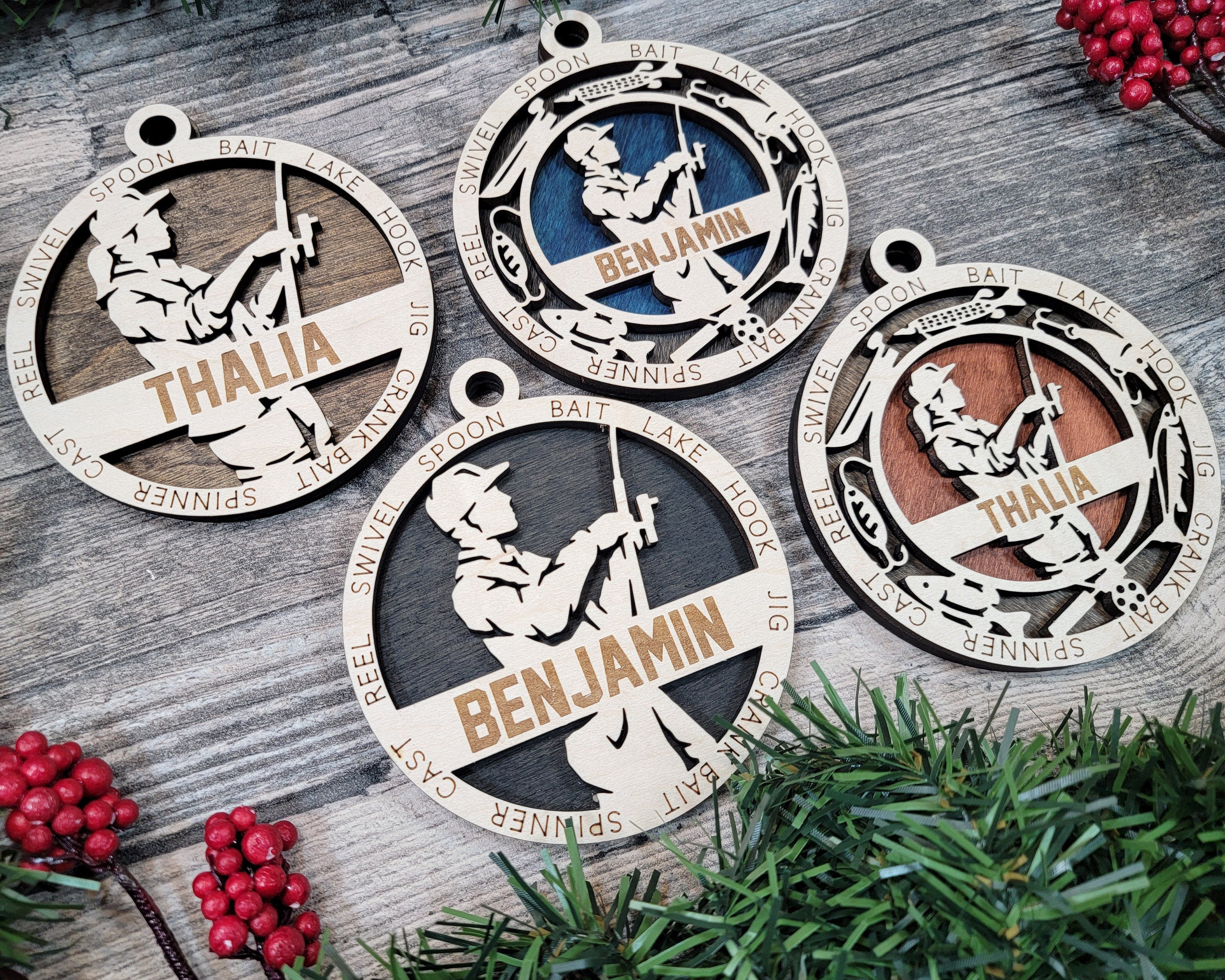 Fishing Christmas ornaments.