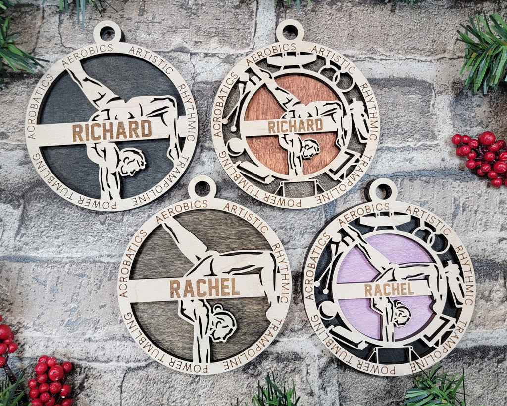Gymnastics Christmas ornaments.