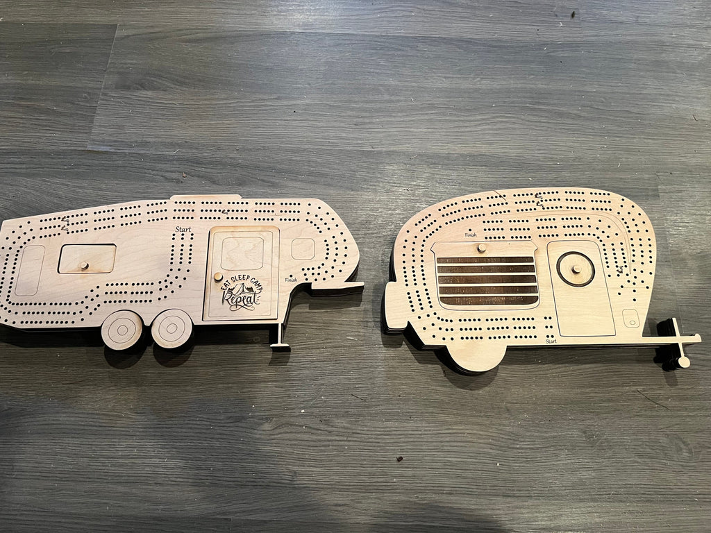 Cribbage board camper/camping theme
