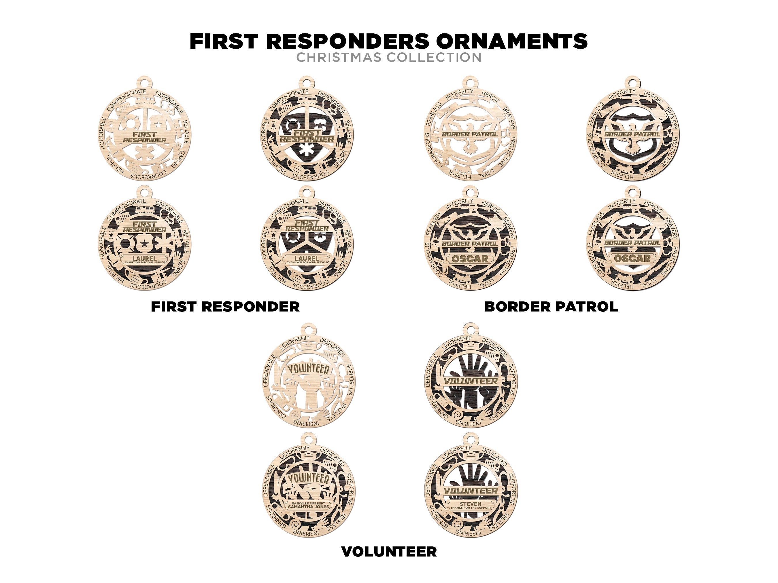 First responders and emergency staff ornaments